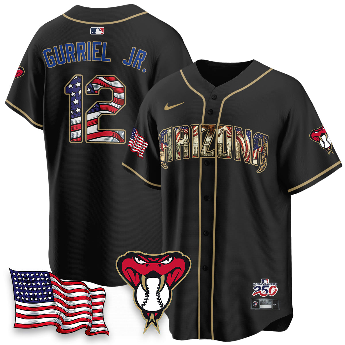 Arizona Diamonbacks 2026 Independence Day USA Vapor Limited Jersey - Stitched-Cuztomshoes