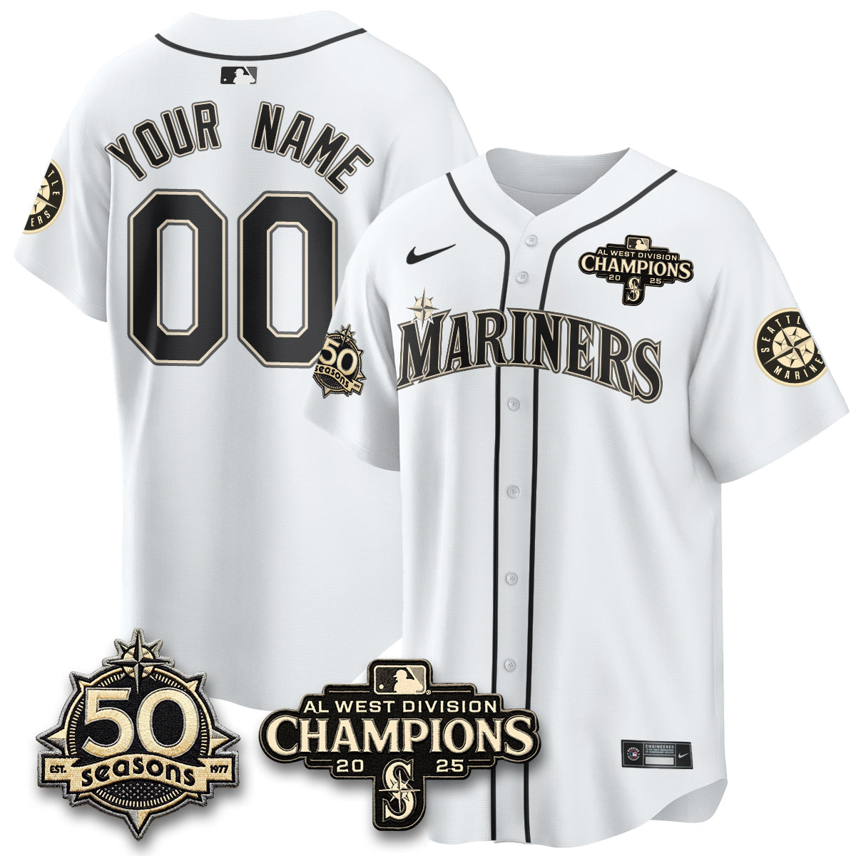 Seattle Mariners Vapor Premier Custom Limited Jersey - 50th Anniversary & AL West Division Champions - Steelheads Community Funds - Stitched