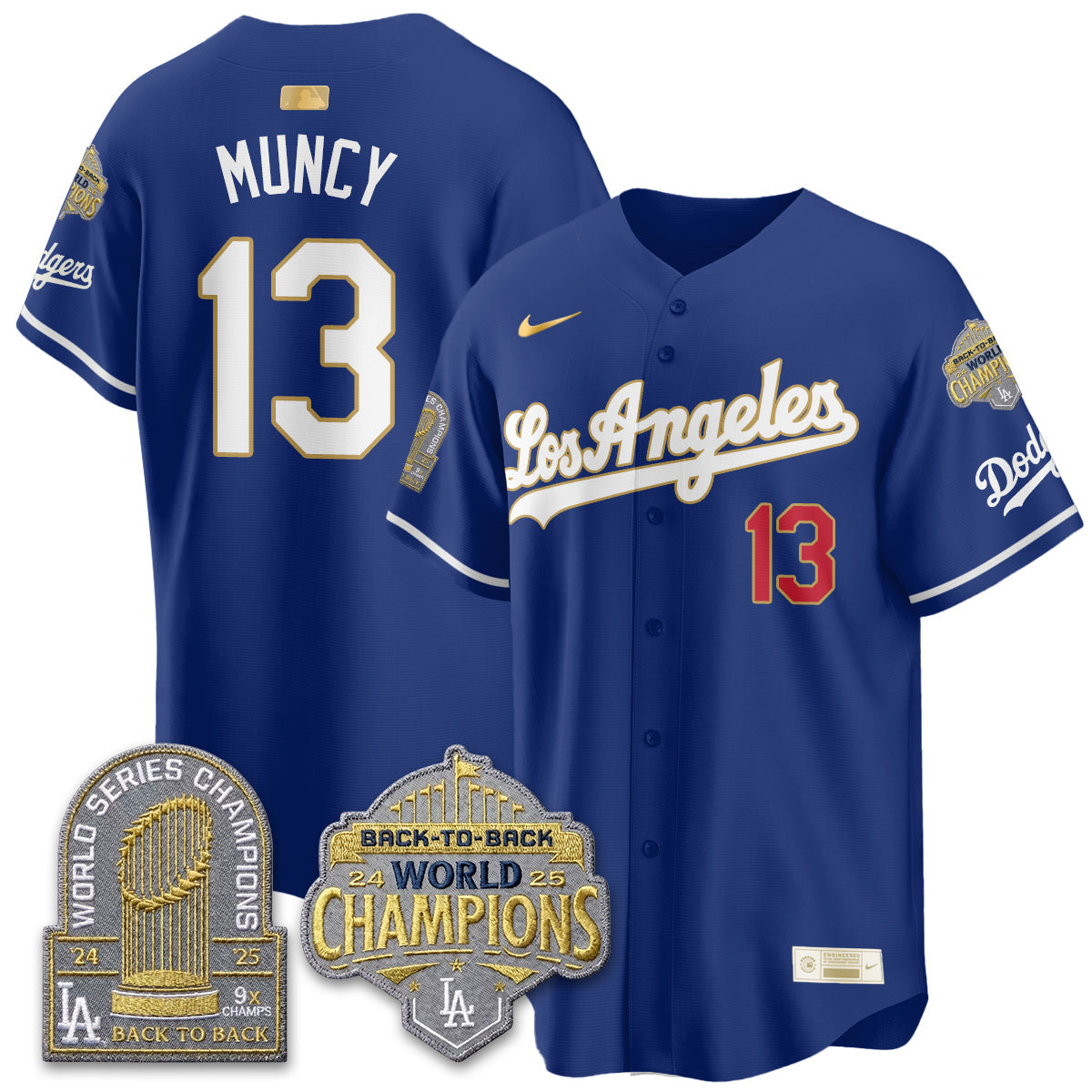 Los Angeles Dodgers Gold Collection Vapor Limited Jersey - 9x & B2B Champs - Stitched-Cuztomshoes