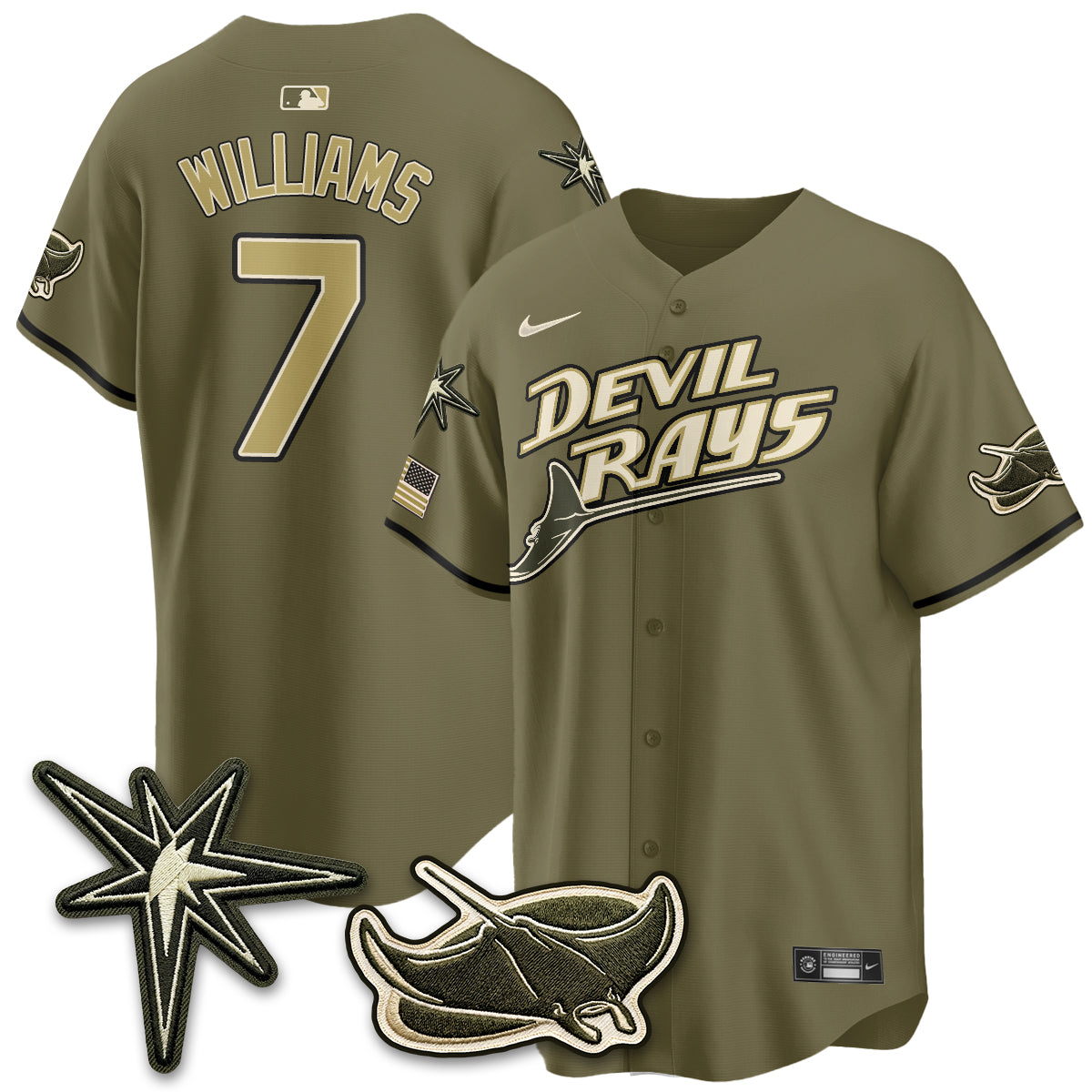 Tampa Bay Rays New Era Olive 2026 Armed Forces Day Jersey - Stitched