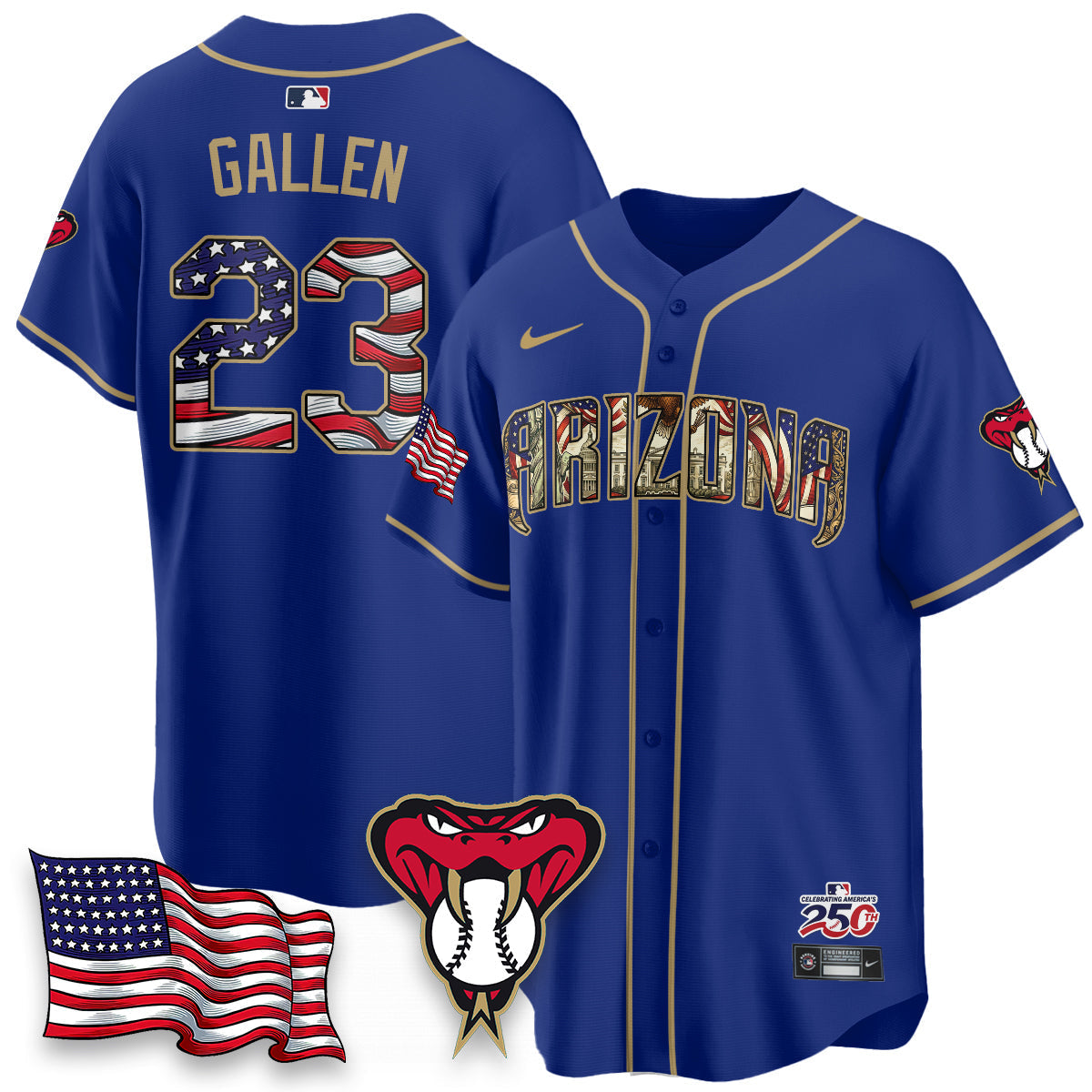Arizona Diamonbacks 2026 Independence Day USA Vapor Limited Jersey - Stitched-Cuztomshoes