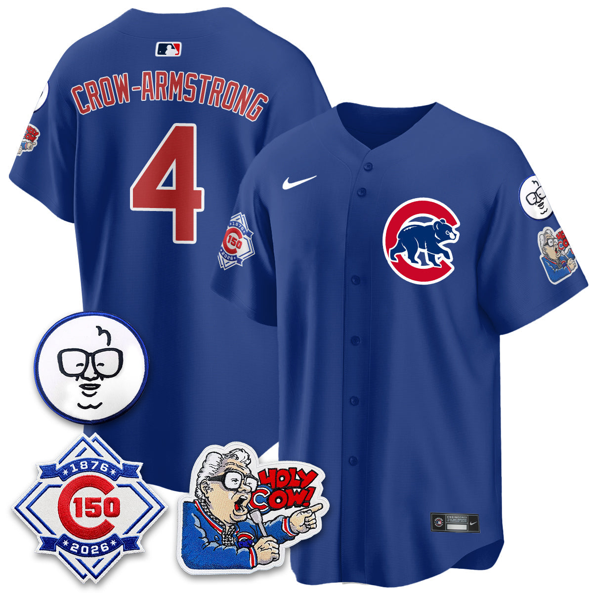 Chicago Cubs 150th Anniversary Harry Caray Holy Cow Vapor Premier Limited Jersey - Stitched V2-Cuztomshoes