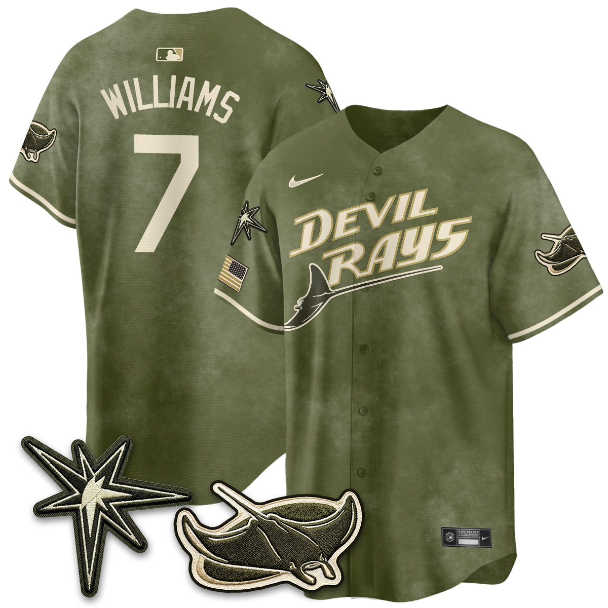 Tampa Bay Rays New Era Olive 2026 Armed Forces Day Jersey - Stitched