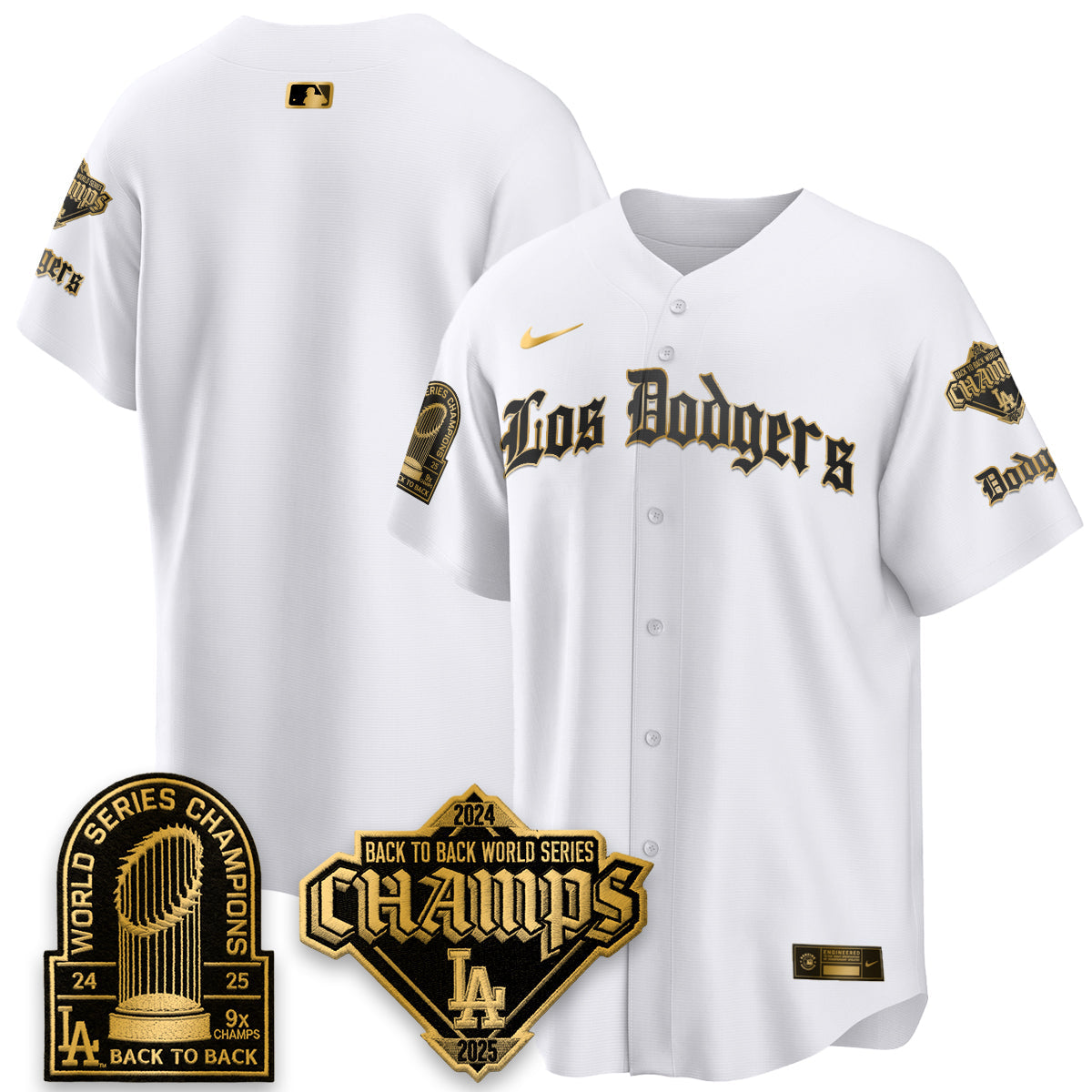 Los Angeles Dodgers World Series Champions B2B Patch Vapor Premier Limited Gothic Edition Jersey - Stitched-Cuztomshoes