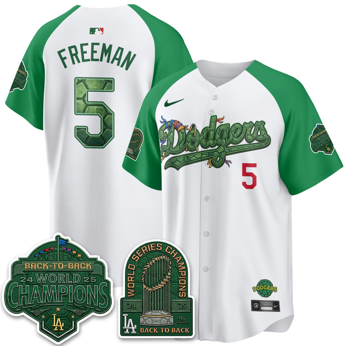 Los Angeles Dodgers x TMNT 2026 Vapor Jersey - Stitched-Cuztomshoes