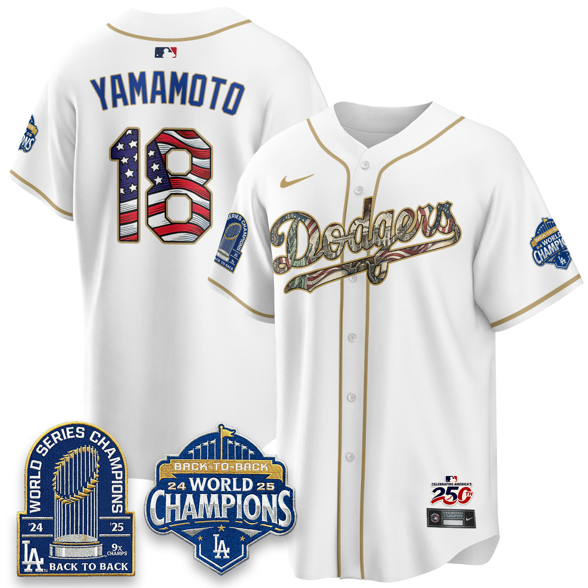 Los Angeles Dodgers 2026 Independence Day USA Vapor Limited Jersey - Stitched-Cuztomshoes