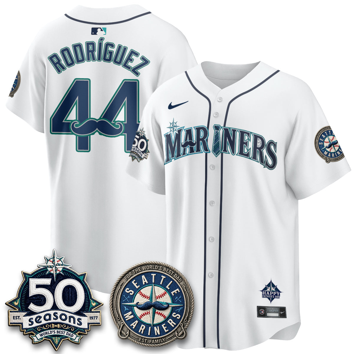 Seattle Mariners Happy Father's Day Vapor Jersey - Stitched