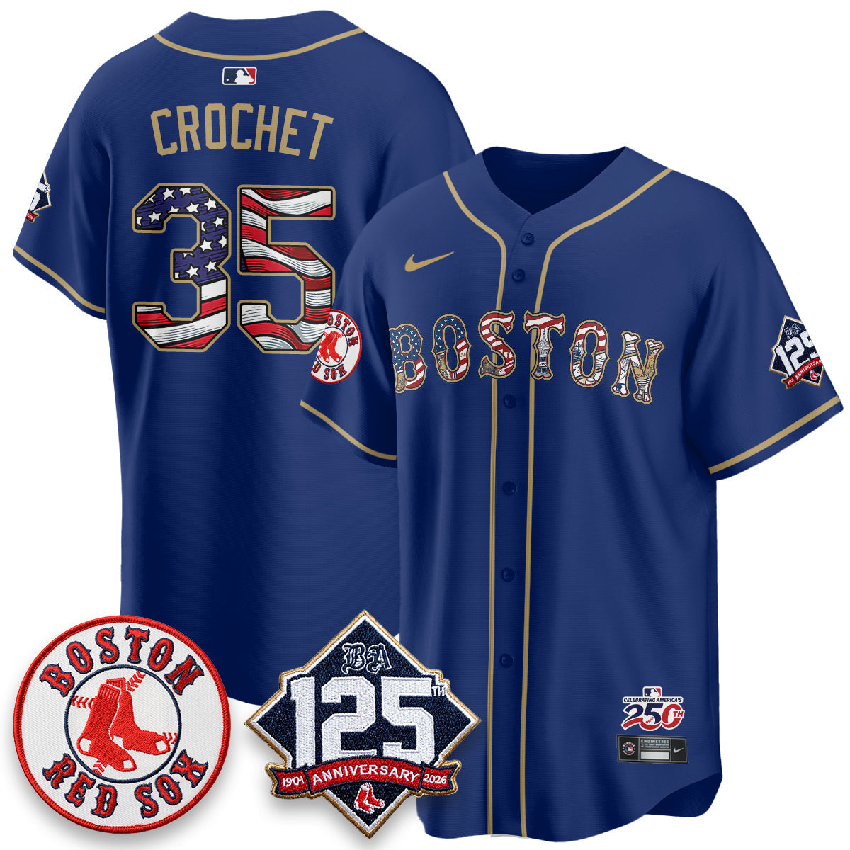 Boston Red Sox 2026 Independence Day USA Vapor Limited Jersey - Stitched-Cuztomshoes