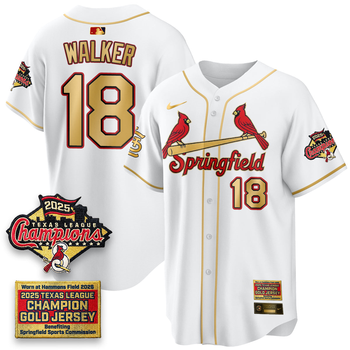 St. Louis Cardinals Springfield's Championship Gold Limited Jerseys - Stitched