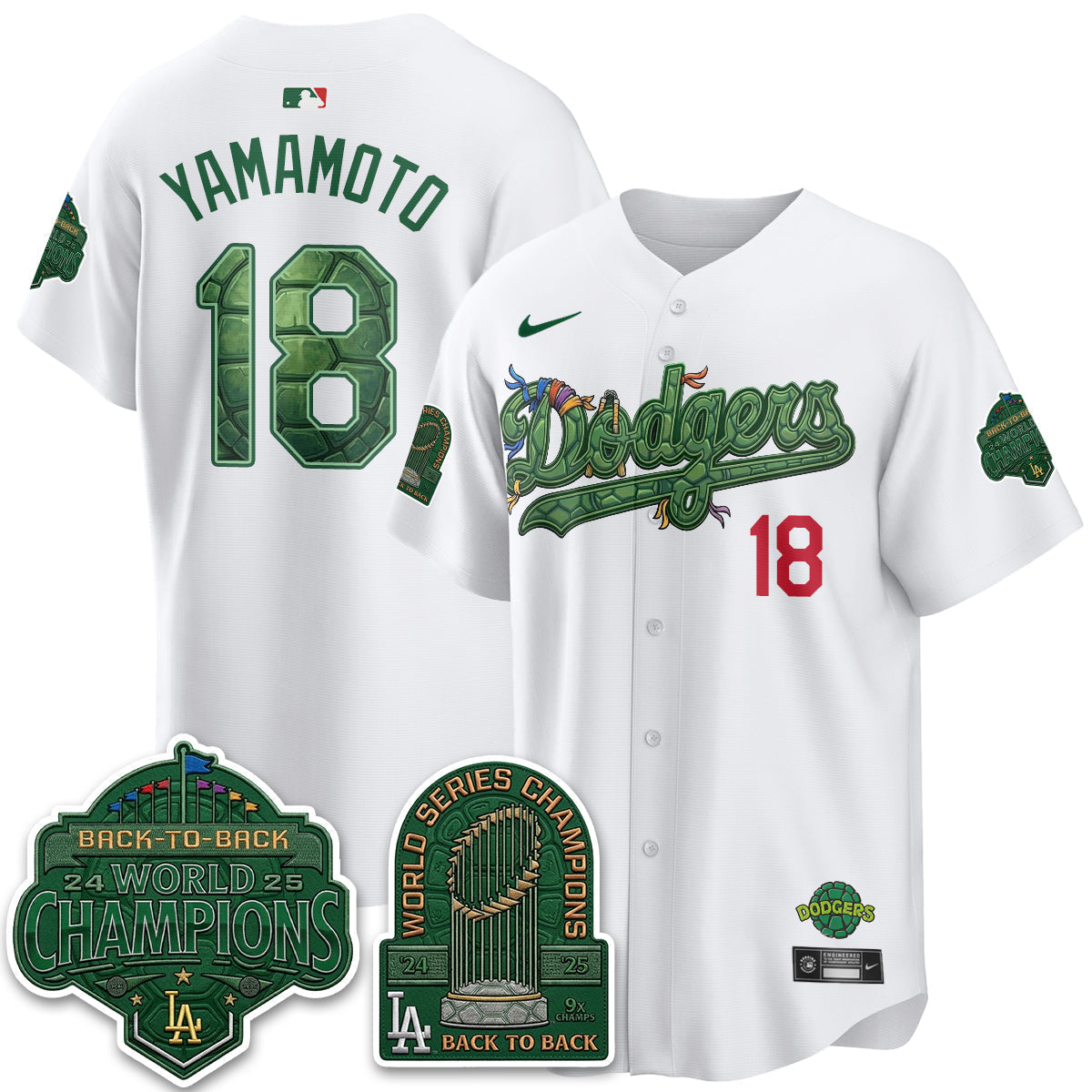 Los Angeles Dodgers x TMNT 2026 Vapor Jersey - Stitched-Cuztomshoes