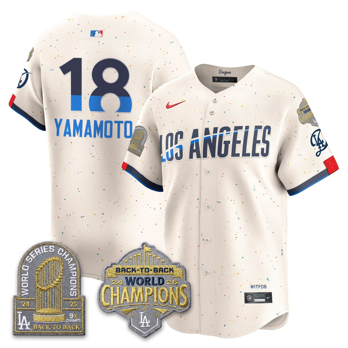 Los Angeles Dodgers Gold Collection Vapor Limited Jersey - 9x & B2B Champs - Stitched-Cuztomshoes
