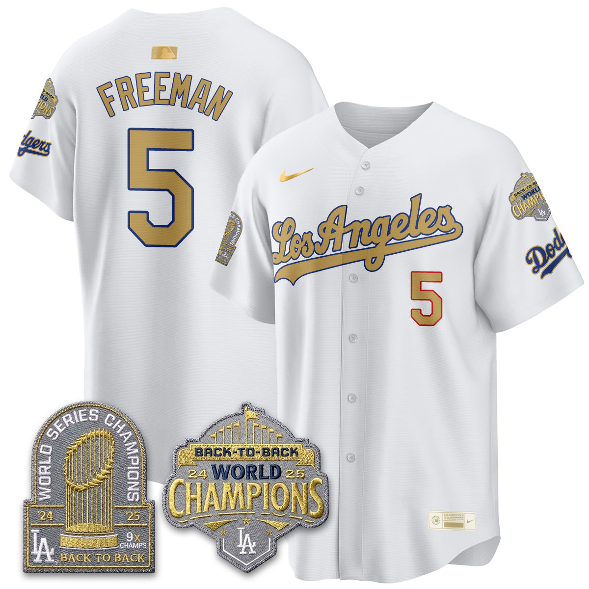 Los Angeles Dodgers Gold Collection Vapor Limited Jersey - 9x & B2B Champs - Stitched-Cuztomshoes