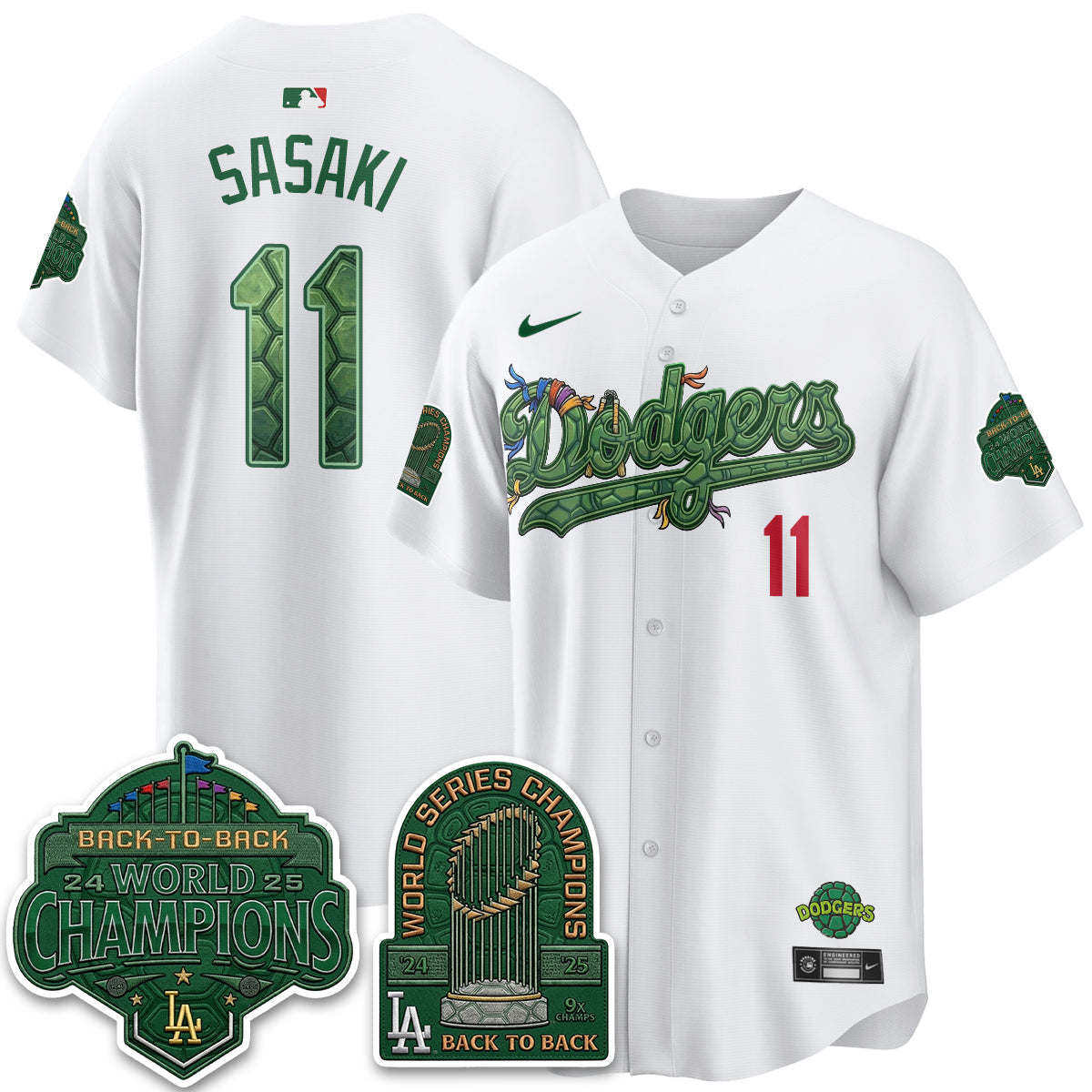 Los Angeles Dodgers x TMNT 2026 Vapor Jersey - Stitched-Cuztomshoes