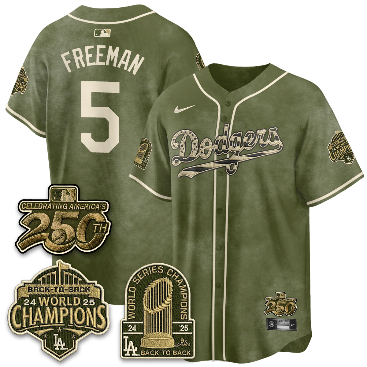 Los Angeles Dodgers New Era Olive 2026 Armed Forces Day Jersey -Stitched V2
