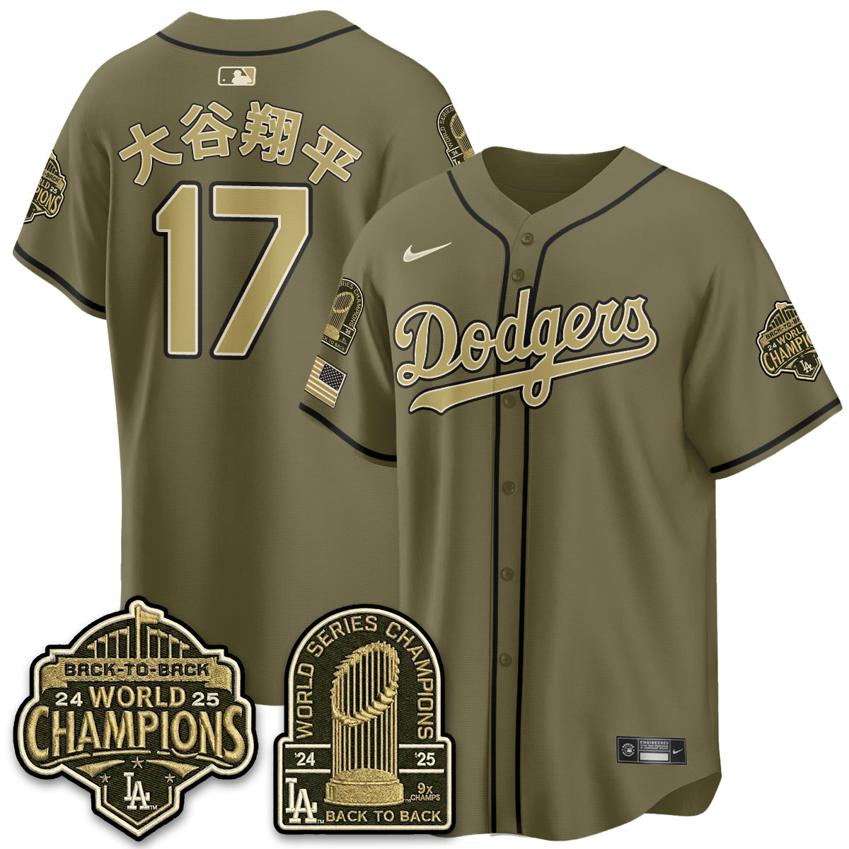 Los Angeles Dodgers New Era Olive 2026 Armed Forces Day Jersey -Stitched