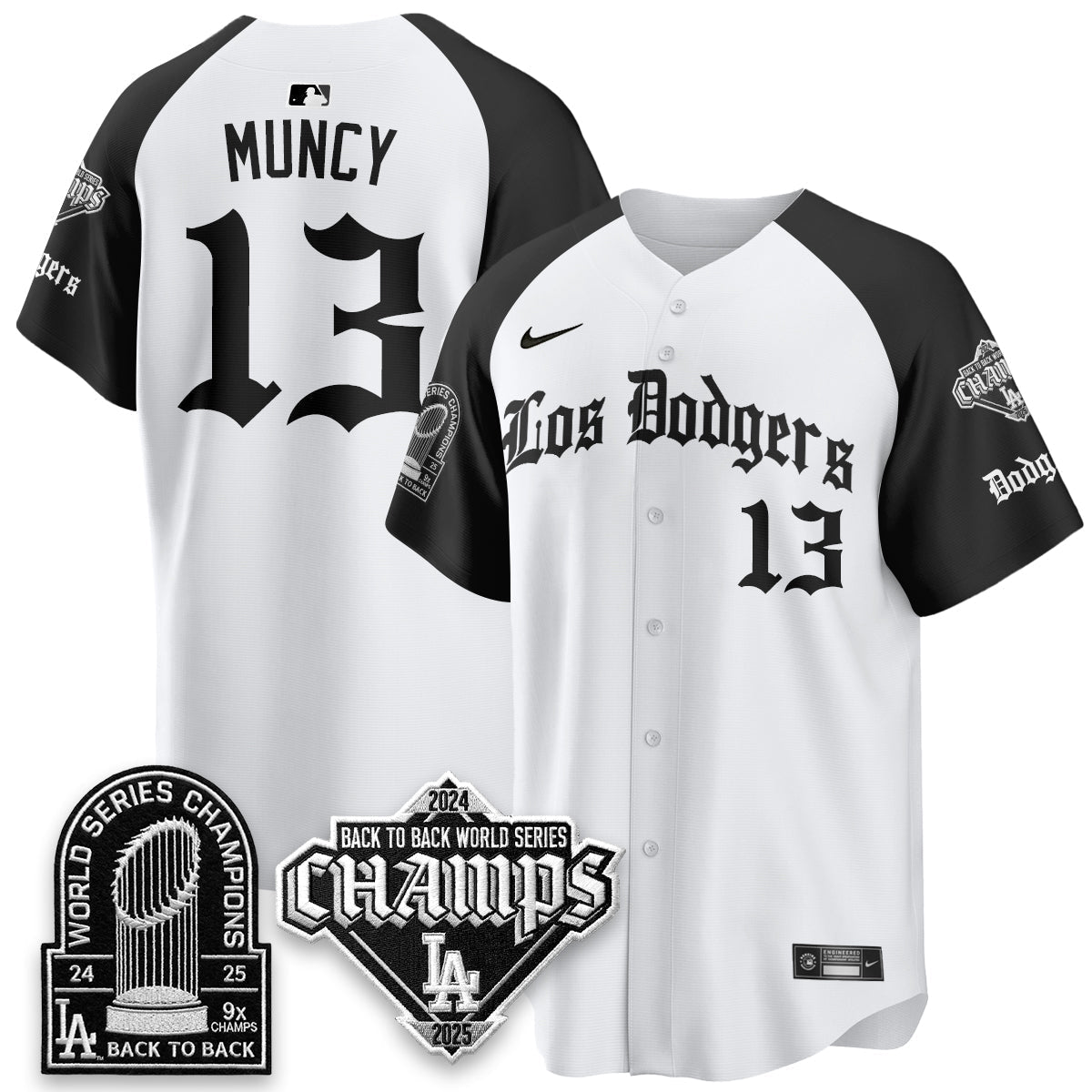 Los Angeles Dodgers World Series Champions B2B Patch Vapor Premier Limited Gothic Edition Jersey - Stitched-Cuztomshoes
