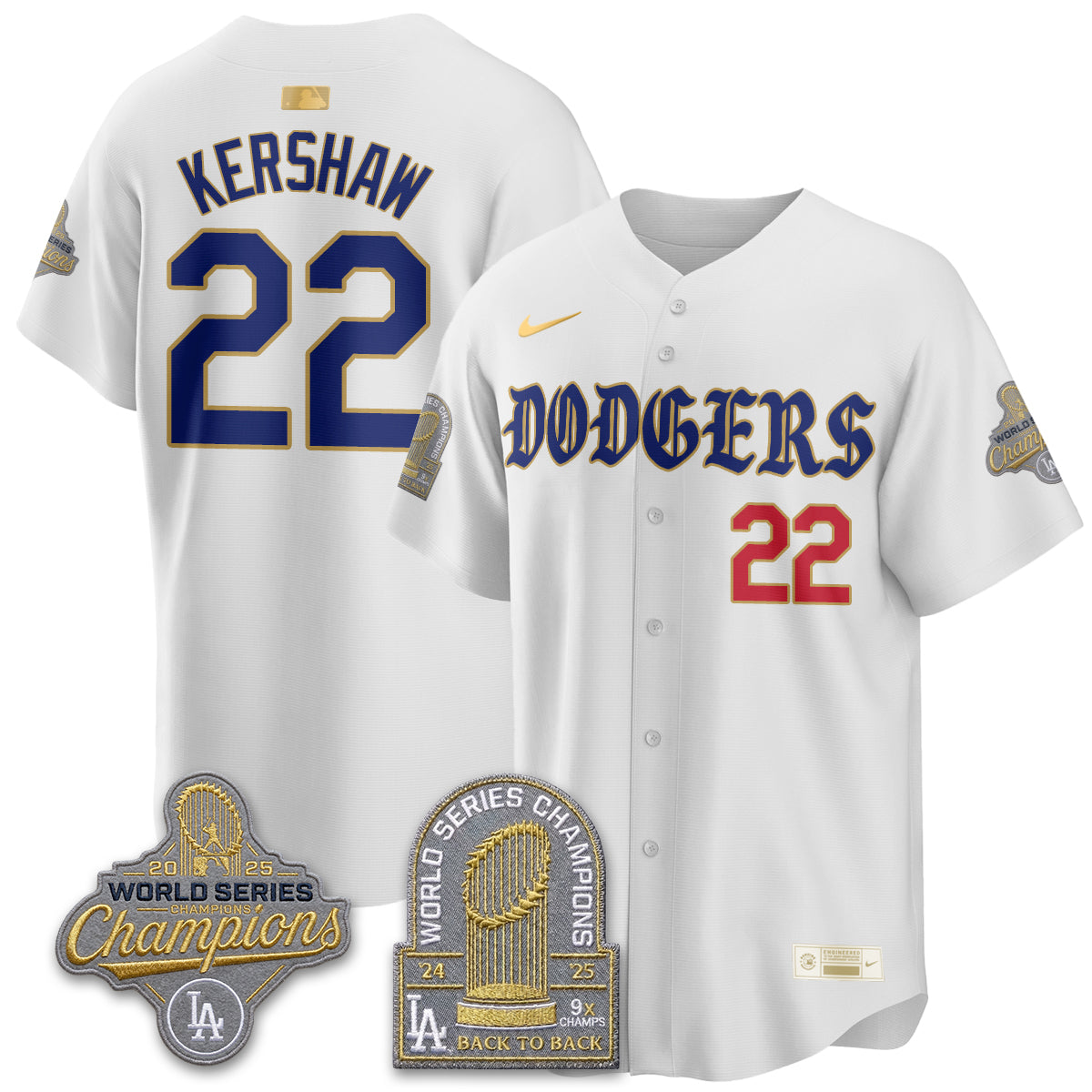 Los Angeles Dodgers Vapor Limited Jersey - Back to Back 9x Champs - Stitched-Cuztomshoes