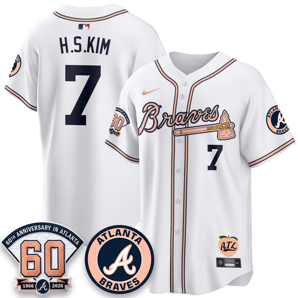 Atlanta Braves 60th Anniversary Peach Edition Vapor Premier Limited Jersey - Stitched