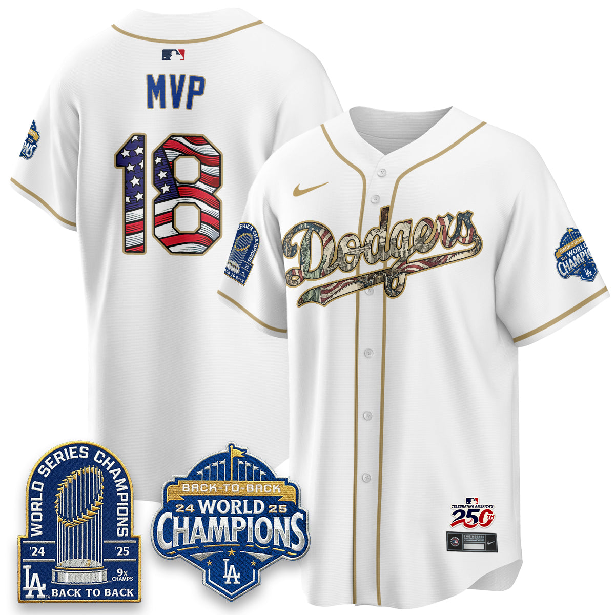 Los Angeles Dodgers 2026 Independence Day USA Vapor Limited Jersey - Stitched-Cuztomshoes