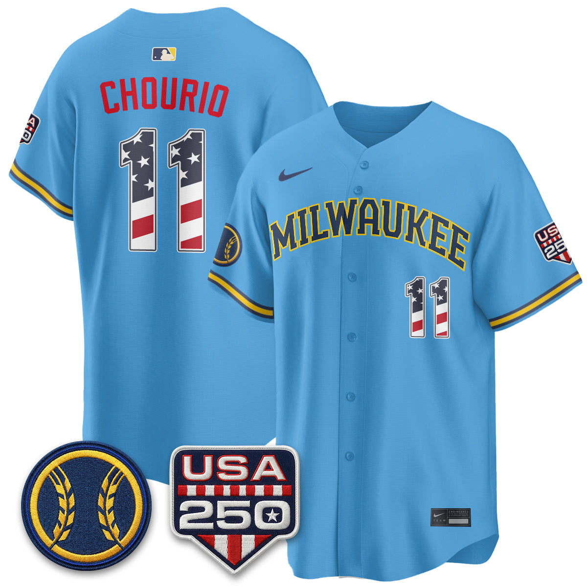 Milwaukee Brewers Fourth of July Vapor Limited Jersey - Stitched-Cuztomshoes