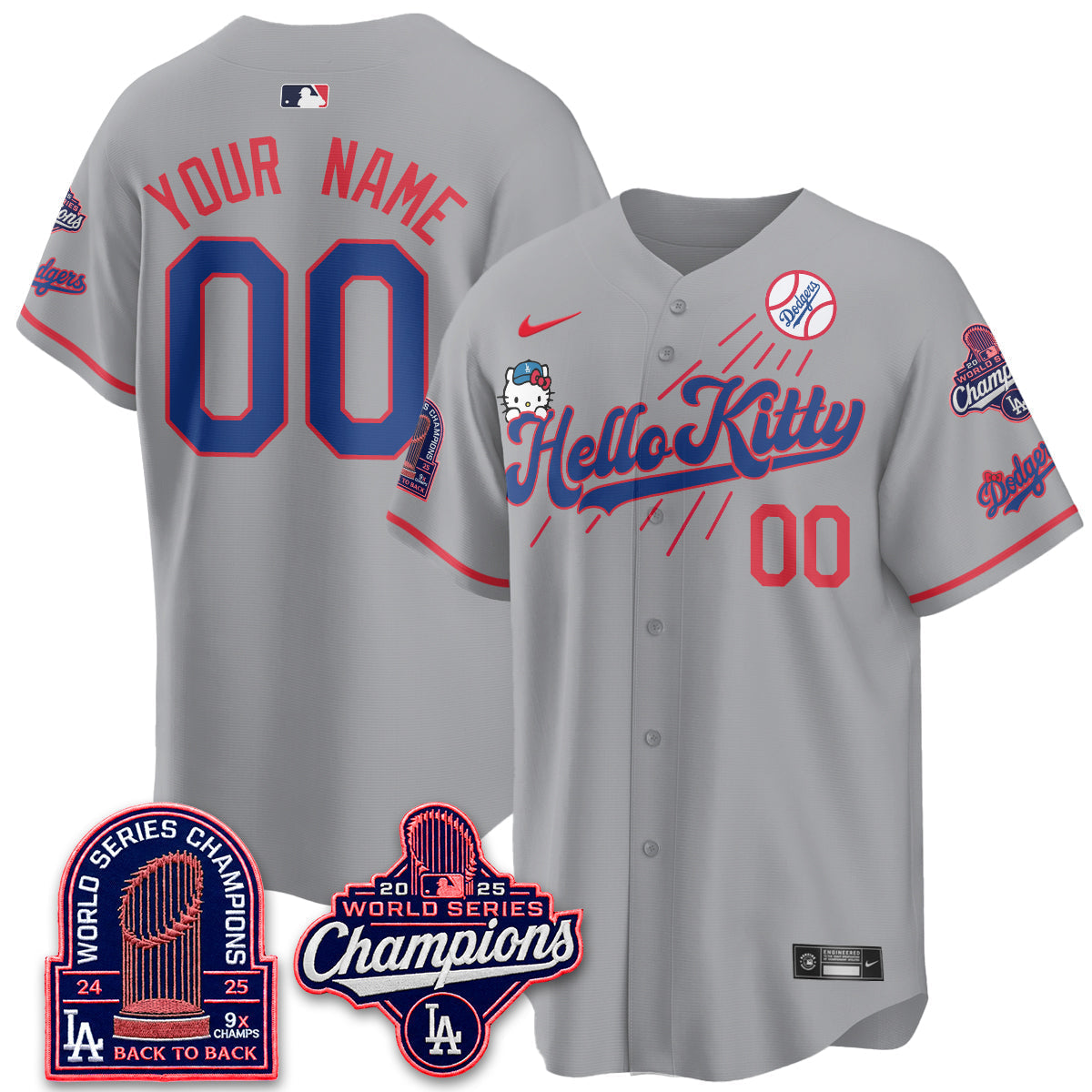 Los Angeles Dodgers x Hello Kitty Night 2026 Vapor Custom Jersey - Stitched - V3-Cuztomshoes