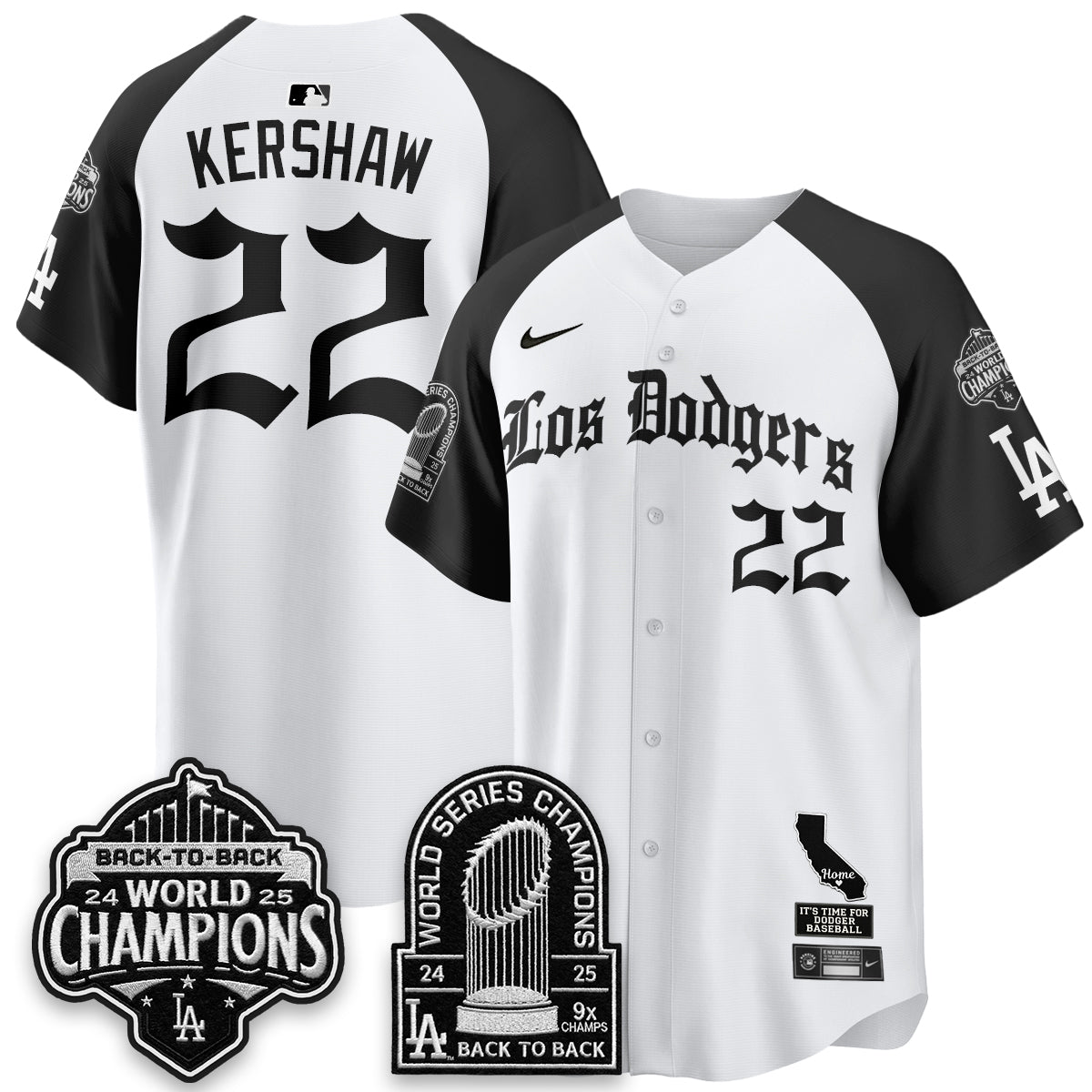 Los Angeles Dodgers World Series Champions Vapor Premier Limited Gothic Edition Jersey - Stitched-Cuztomshoes