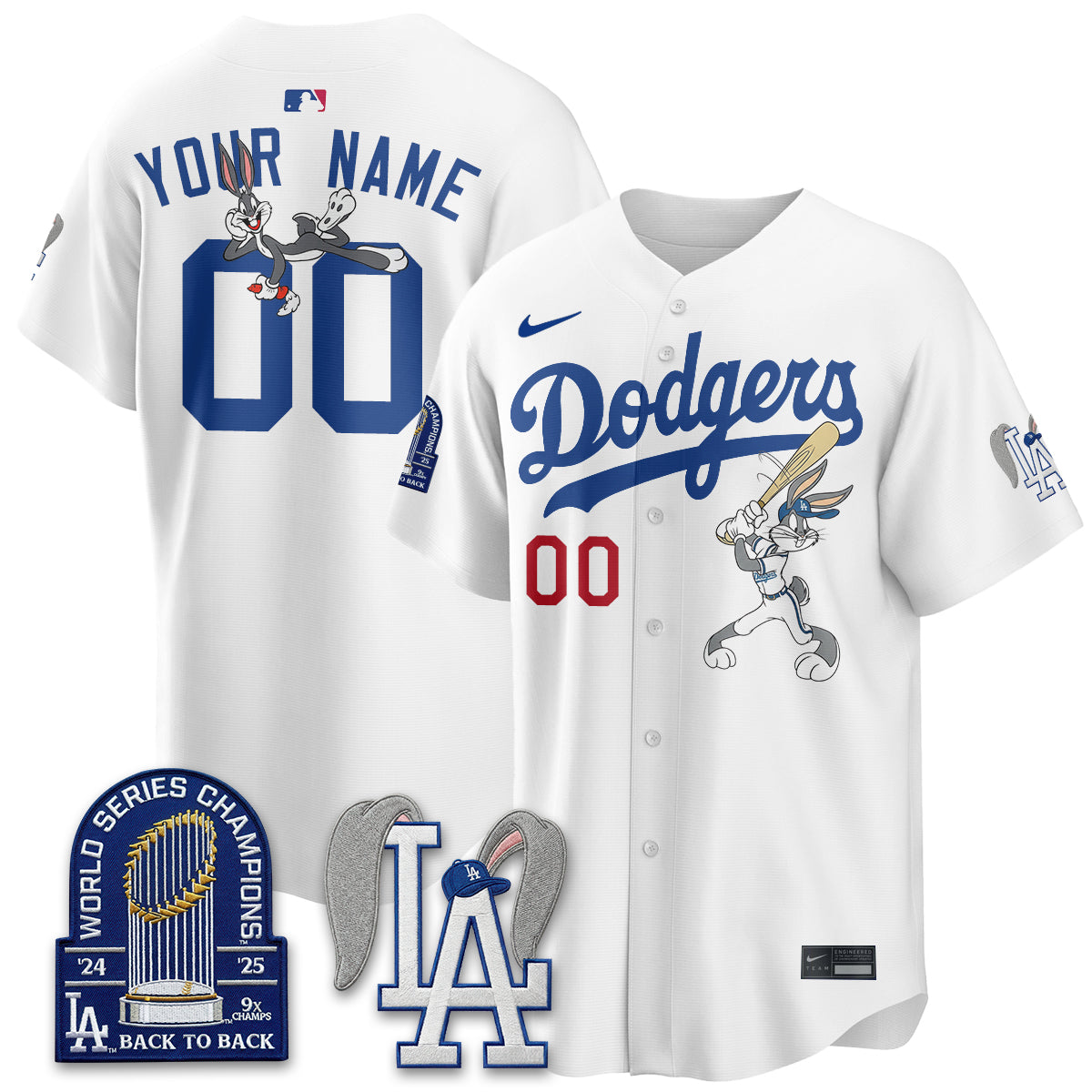 Los Angeles Dodgers Bunny Edition Vapor Custom Jersey - Stitched-Cuztomshoes