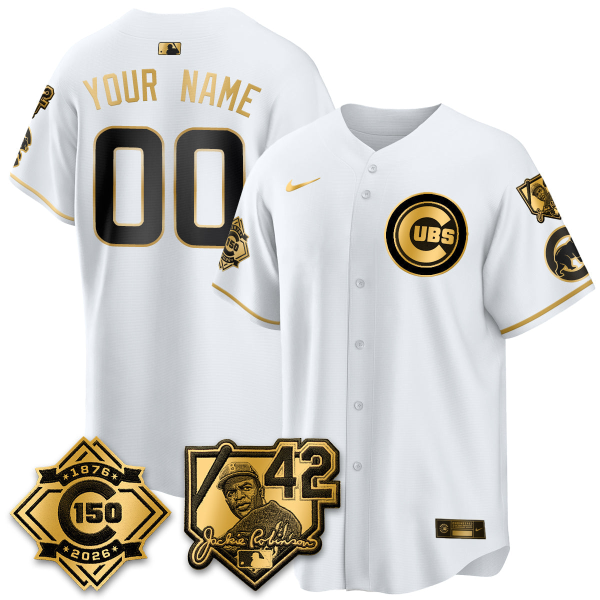 Chicago Cubs 150th Anniversary & Jackie Robinson Day Patch Vapor Premier Limited Custom Jersey - Stitched-Cuztomshoes