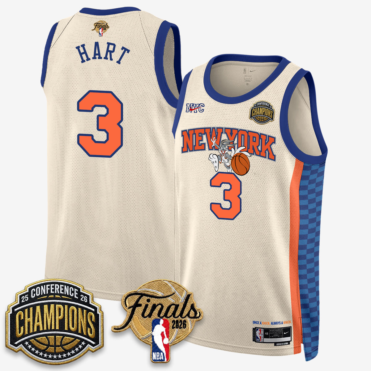 New York Knicks 2026 Basketball Eastern Conference Champions x Looney Tunes Vapor Jersey V2- Stitched-Cuztomshoes