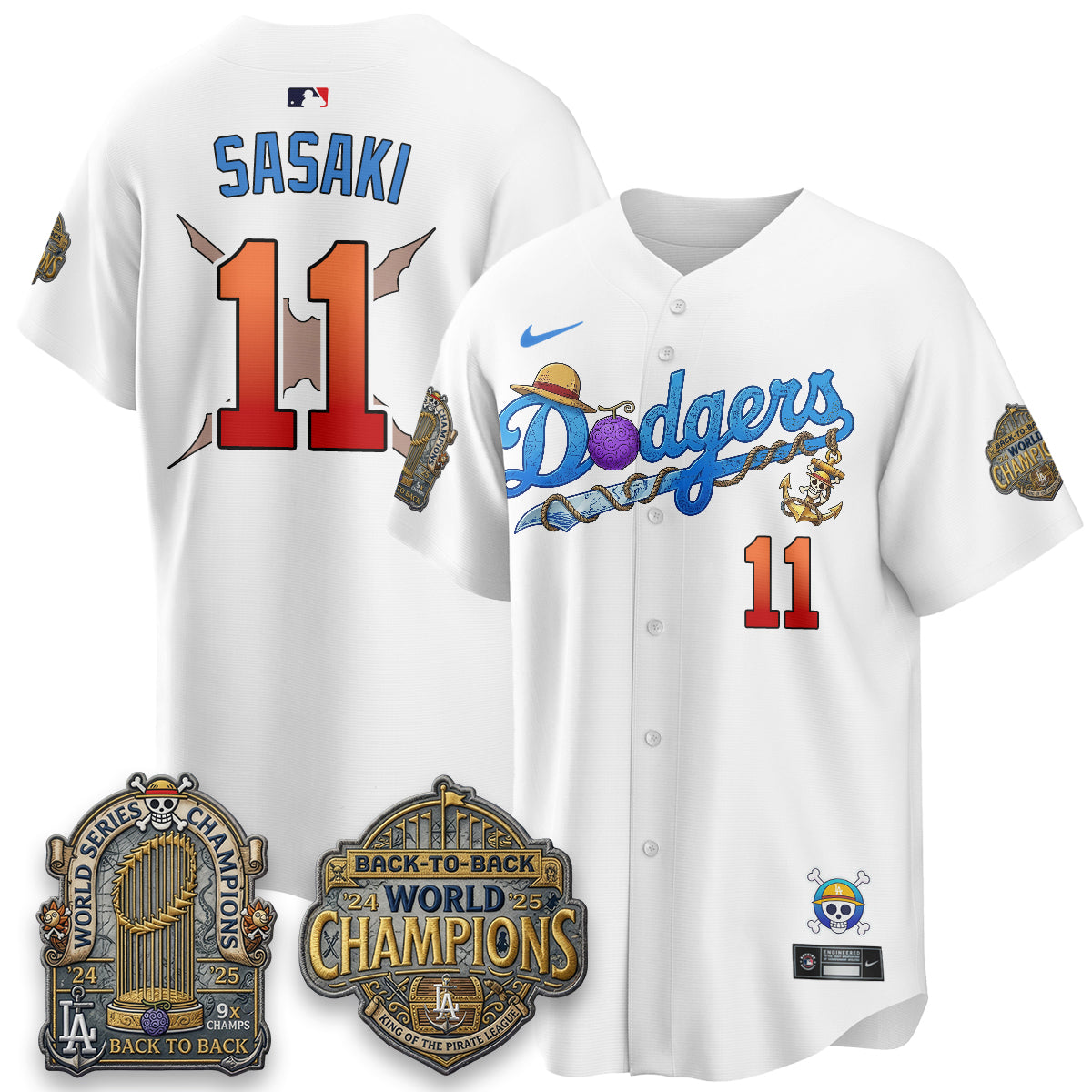 Los Angeles Dodgers x OP Japanese Cartoon Vapor Limited Jersey V2- Stitched-Cuztomshoes