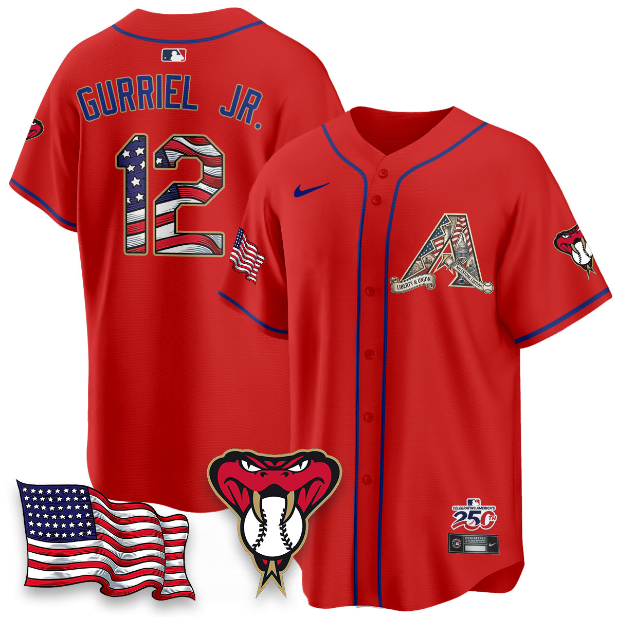 Arizona Diamonbacks 2026 Independence Day USA Vapor Limited Jersey - Stitched-Cuztomshoes