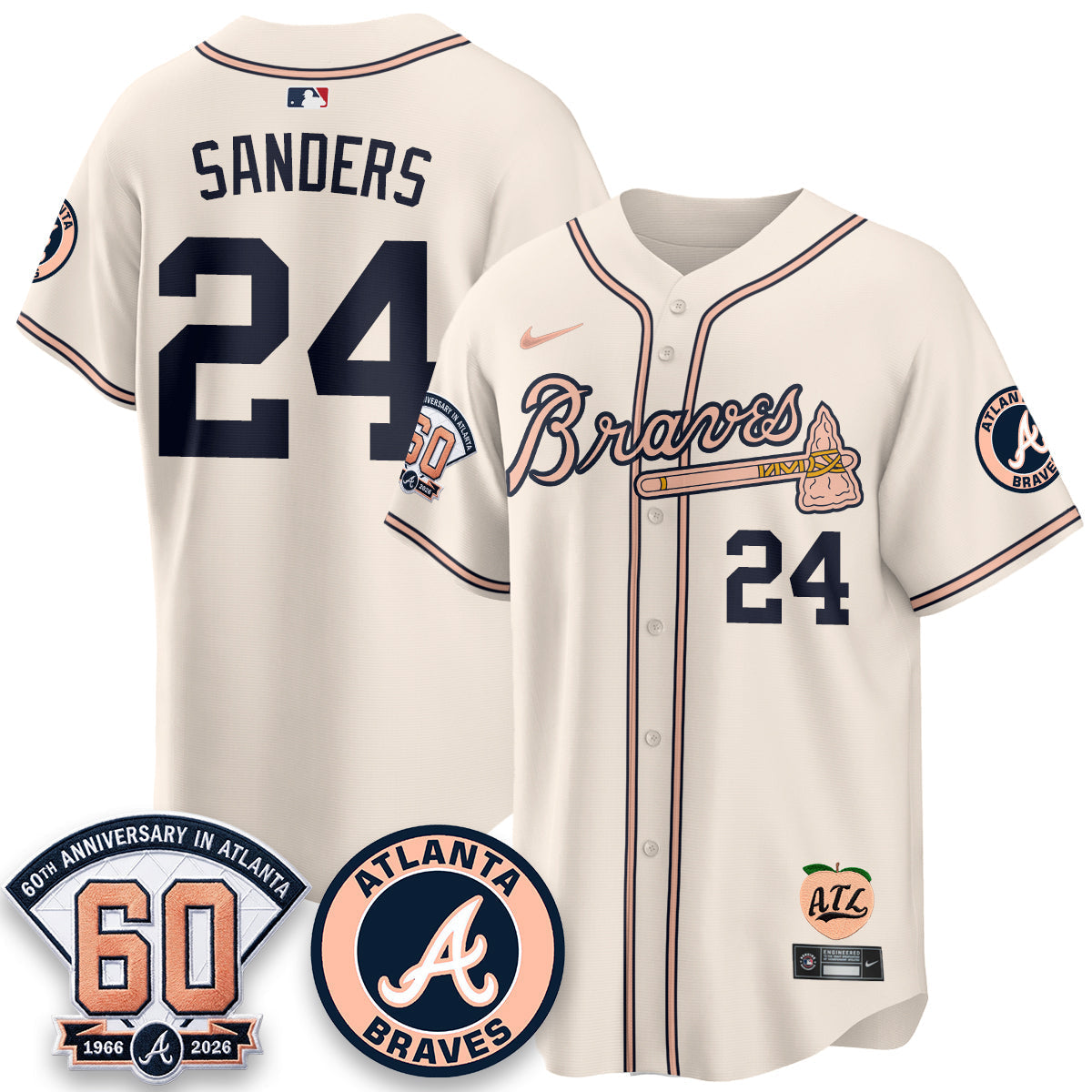 Atlanta Braves 60th Anniversary Peach Edition Vapor Premier Limited Jersey - Stitched