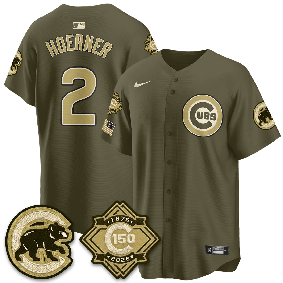 Chicago Cubs New Era Olive 2026 Armed Forces Day Jersey -Stitched