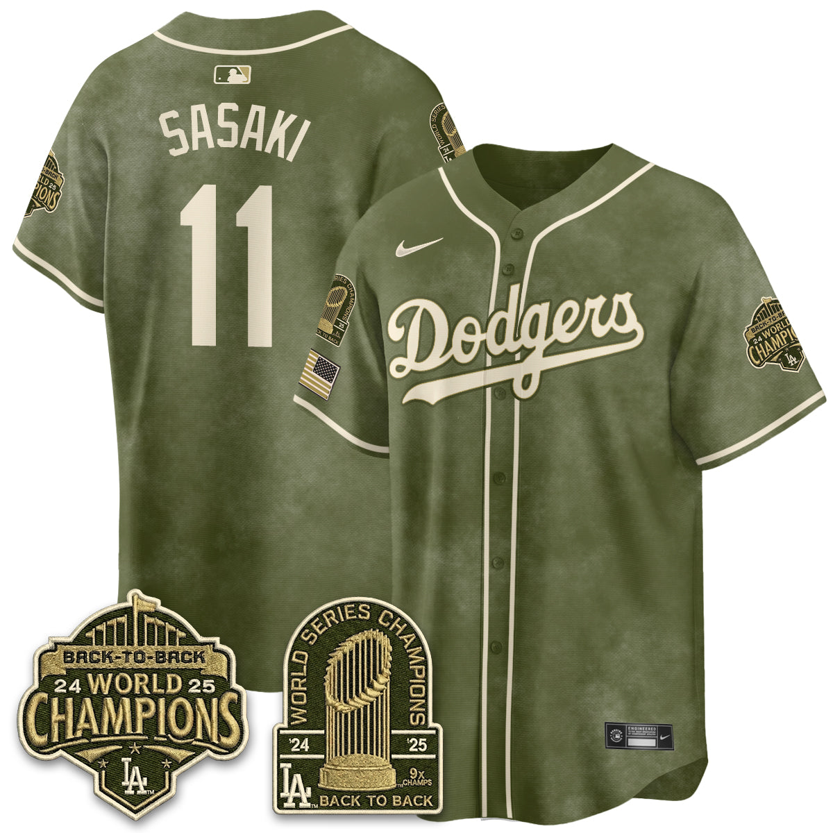 Los Angeles Dodgers New Era Olive 2026 Armed Forces Day Jersey -Stitched