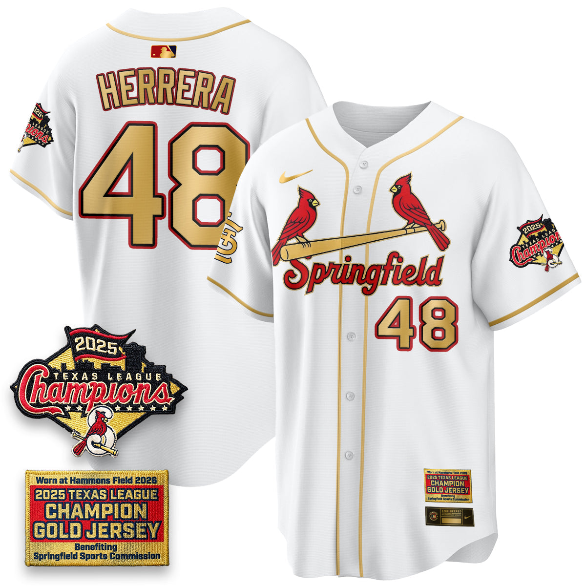 St. Louis Cardinals Springfield's Championship Gold Limited Jerseys - Stitched
