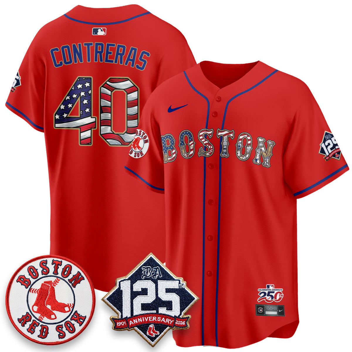 Boston Red Sox 2026 Independence Day USA Vapor Limited Jersey - Stitched-Cuztomshoes