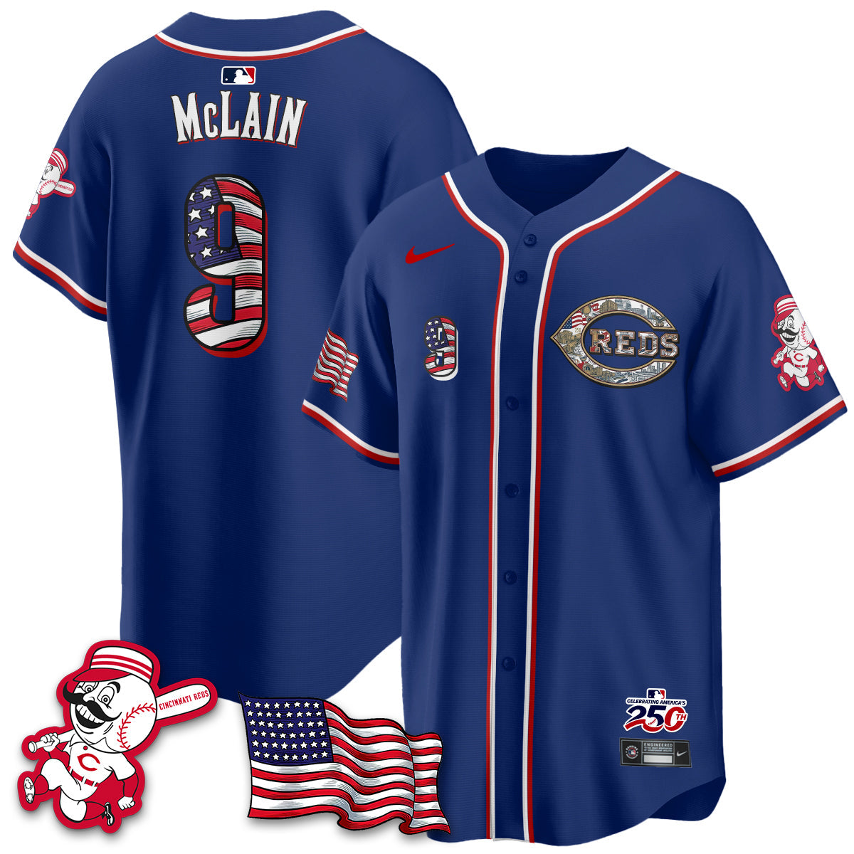 Cincinnati Reds 2026 Independence Day USA Vapor Limited Jersey - Stitched