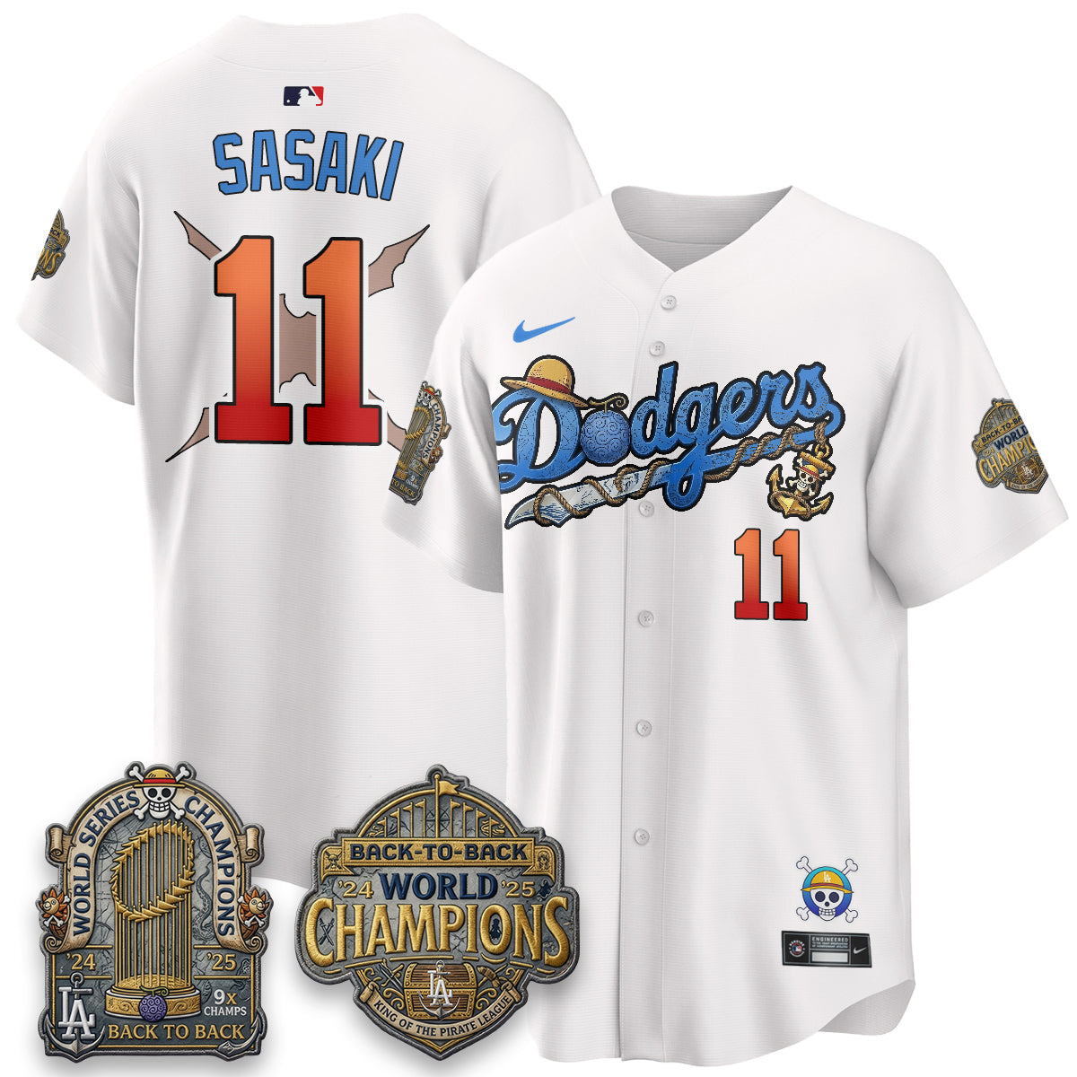 Los Angeles Dodgers x OP Japanese Cartoon Vapor Limited Jersey - Stitched-Cuztomshoes