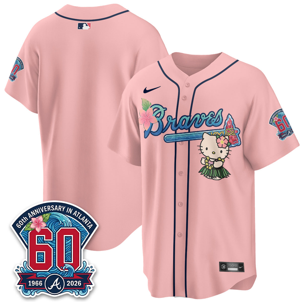 Atlanta Braves x Meow Aloha Spirit Vapor Jersey - Stitched-Cuztomshoes