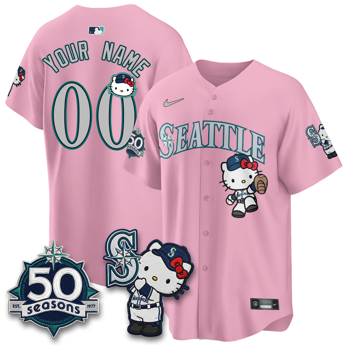 Seattle Mariners x Meow KT Night Limited Custom Jersey - Stitched V2
