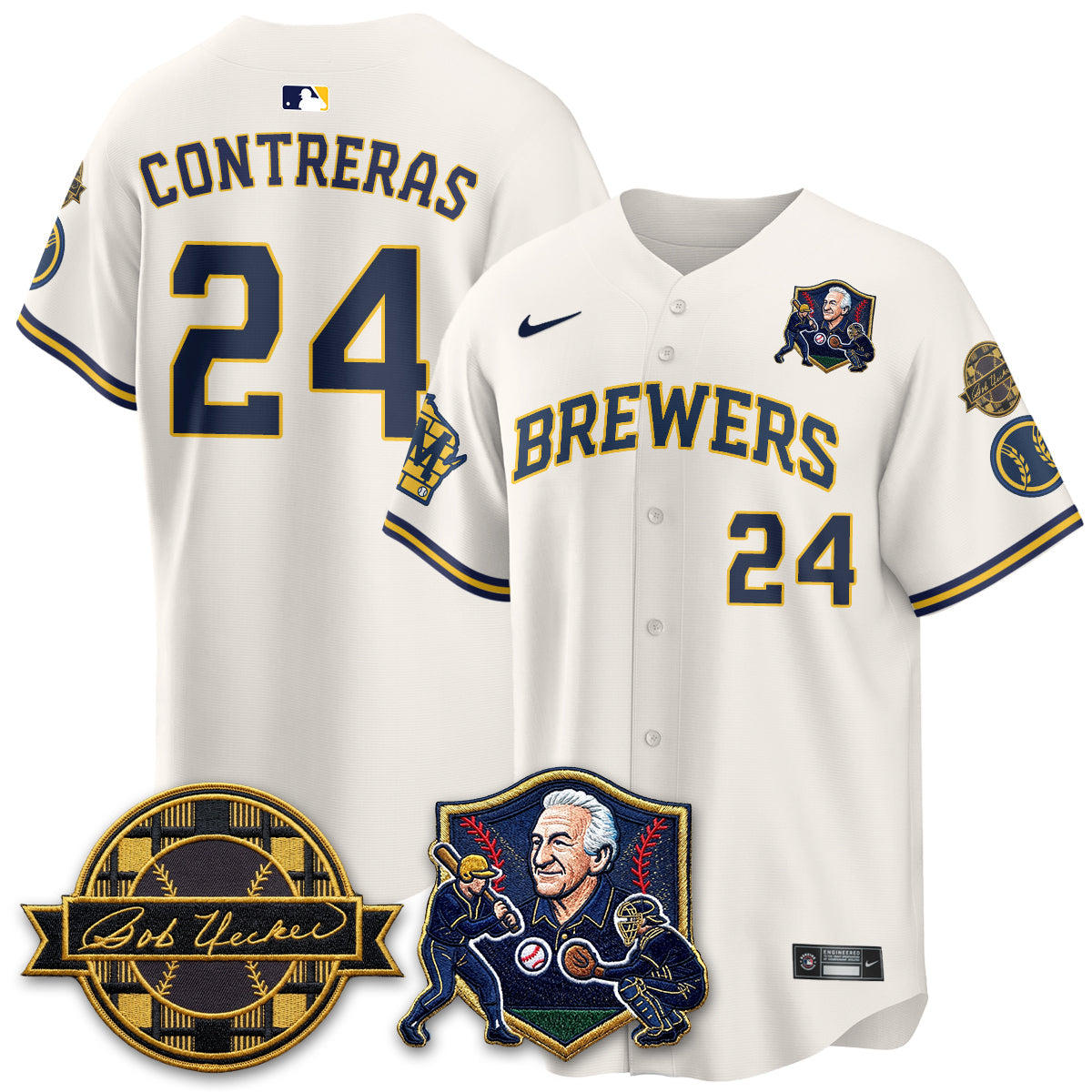 Milwaukee Brewers Bob Uecker - 54 Seasons for Brewers' Vapor Limited Gold Jersey - Stitched