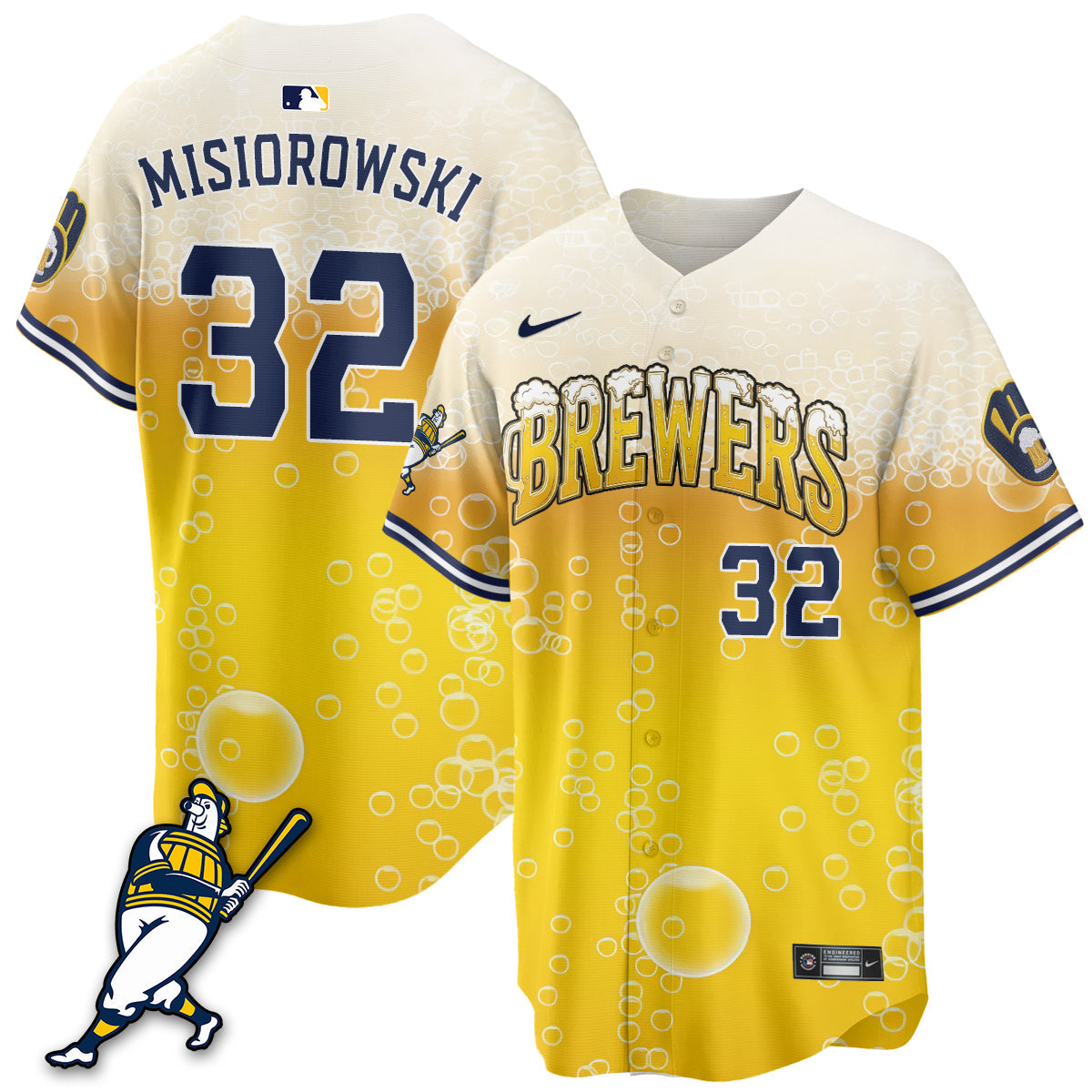 Milwaukee Brewers "Pitcher & Pint" Edition Vapor Limited Jersey - Stitched-Cuztomshoes