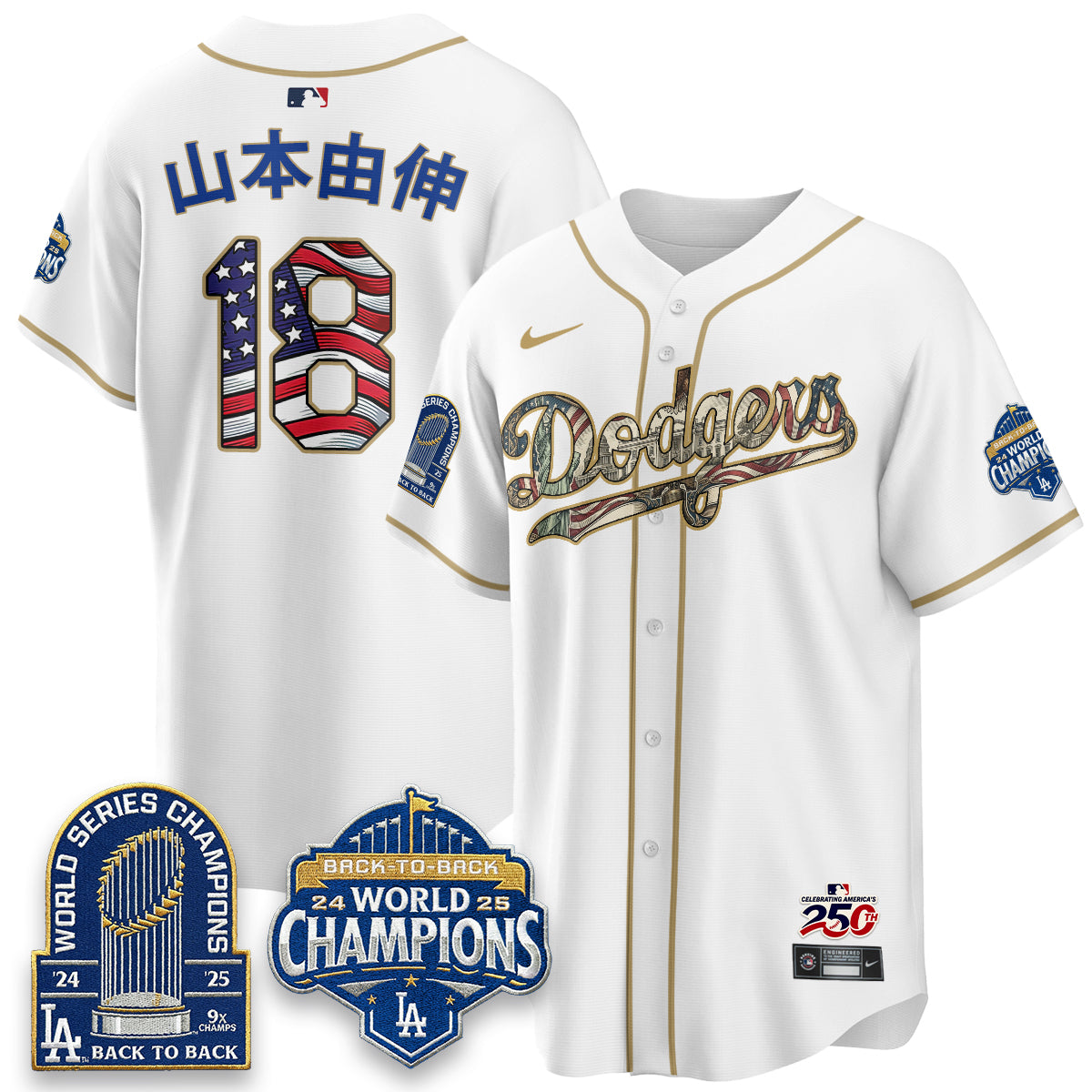 Los Angeles Dodgers 2026 Independence Day USA Vapor Limited Jersey - Stitched-Cuztomshoes