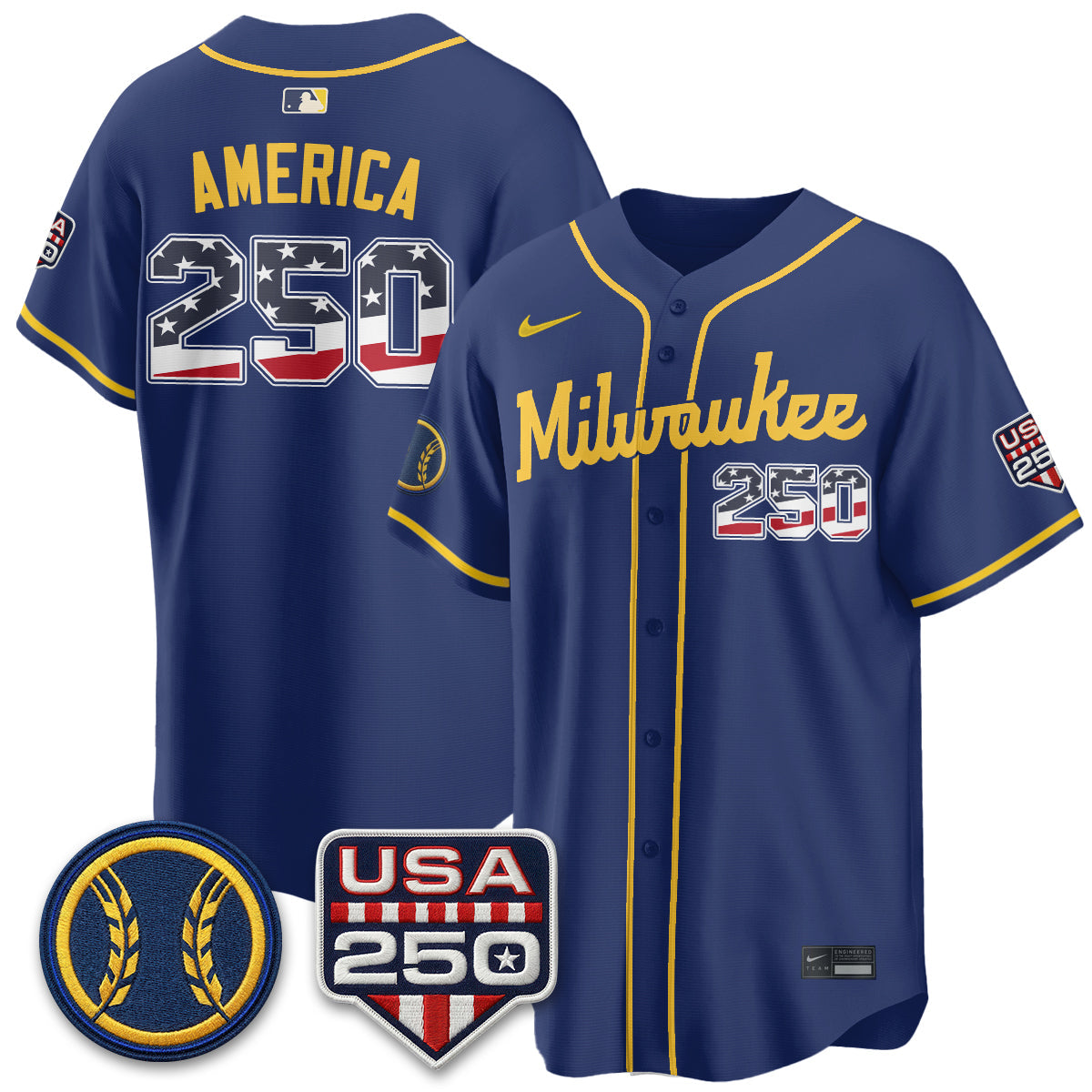 Milwaukee Brewers Fourth of July Vapor Limited Jersey - Stitched-Cuztomshoes