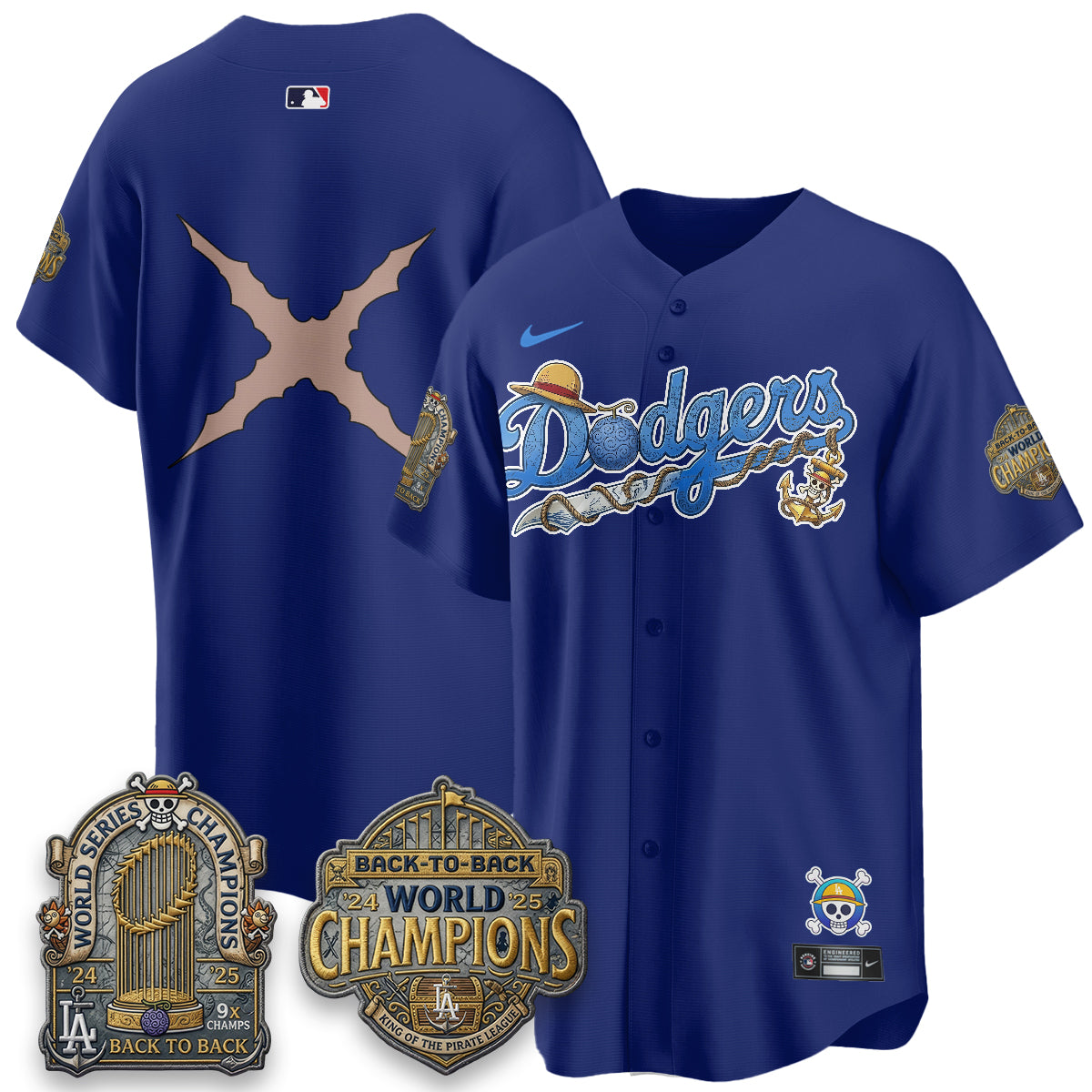 Los Angeles Dodgers x OP Japanese Cartoon Vapor Limited Jersey - Stitched-Cuztomshoes