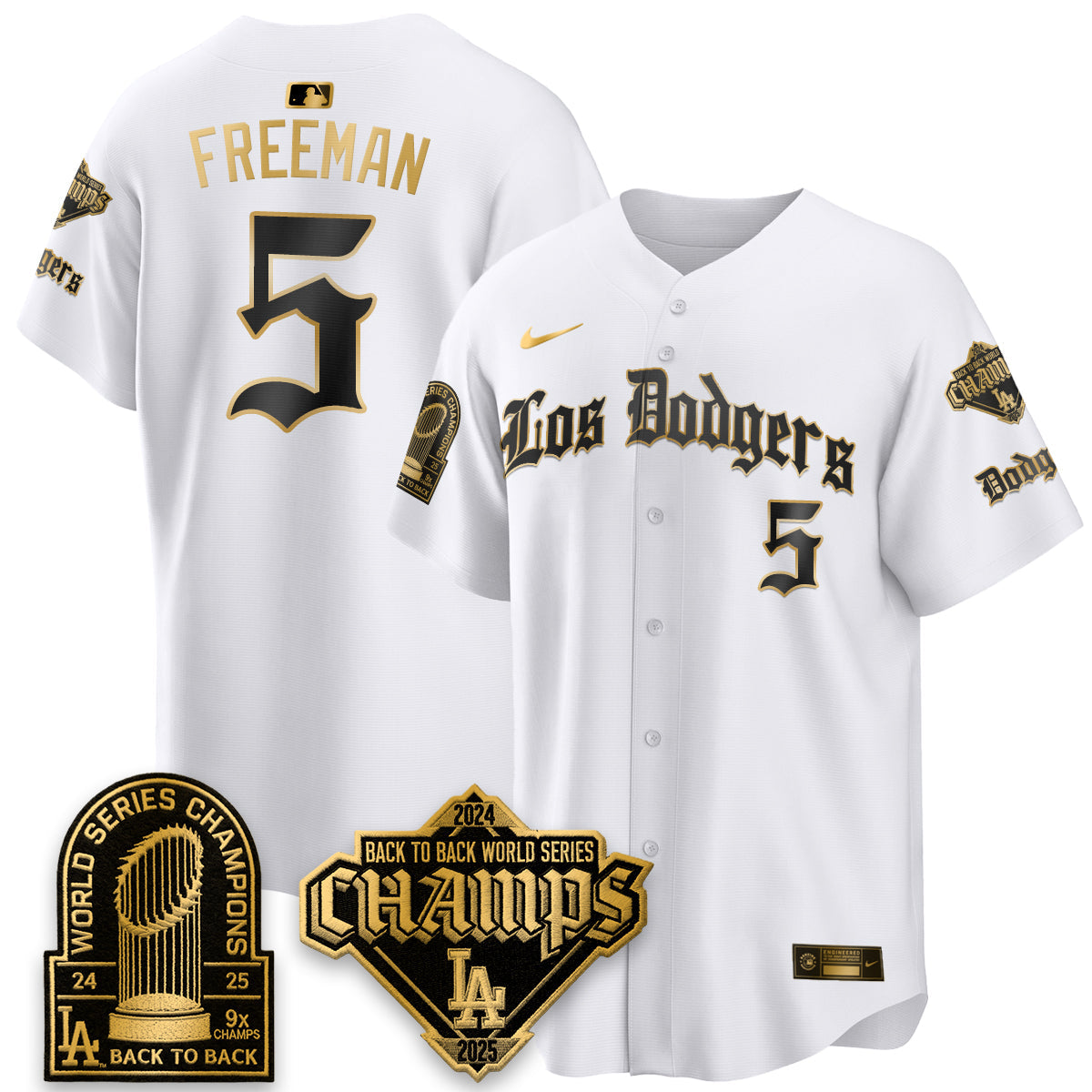 Los Angeles Dodgers World Series Champions B2B Patch Vapor Premier Limited Gothic Edition Jersey - Stitched-Cuztomshoes