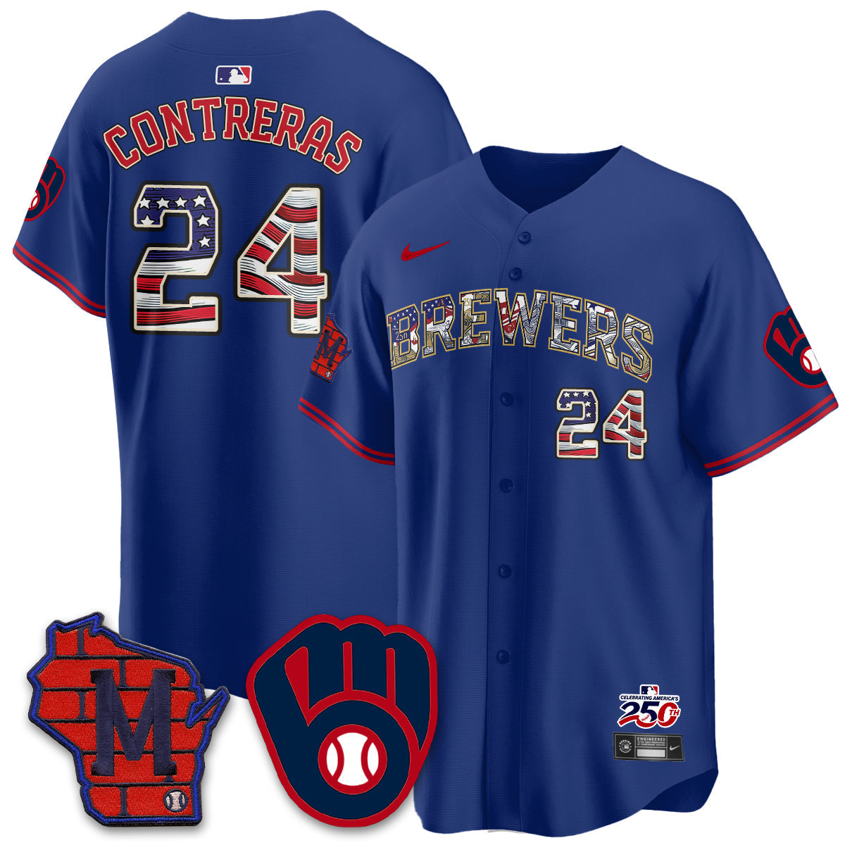 Milwaukee Brewers 2026 Independence Day USA Vapor Limited Jersey - Stitched-Cuztomshoes