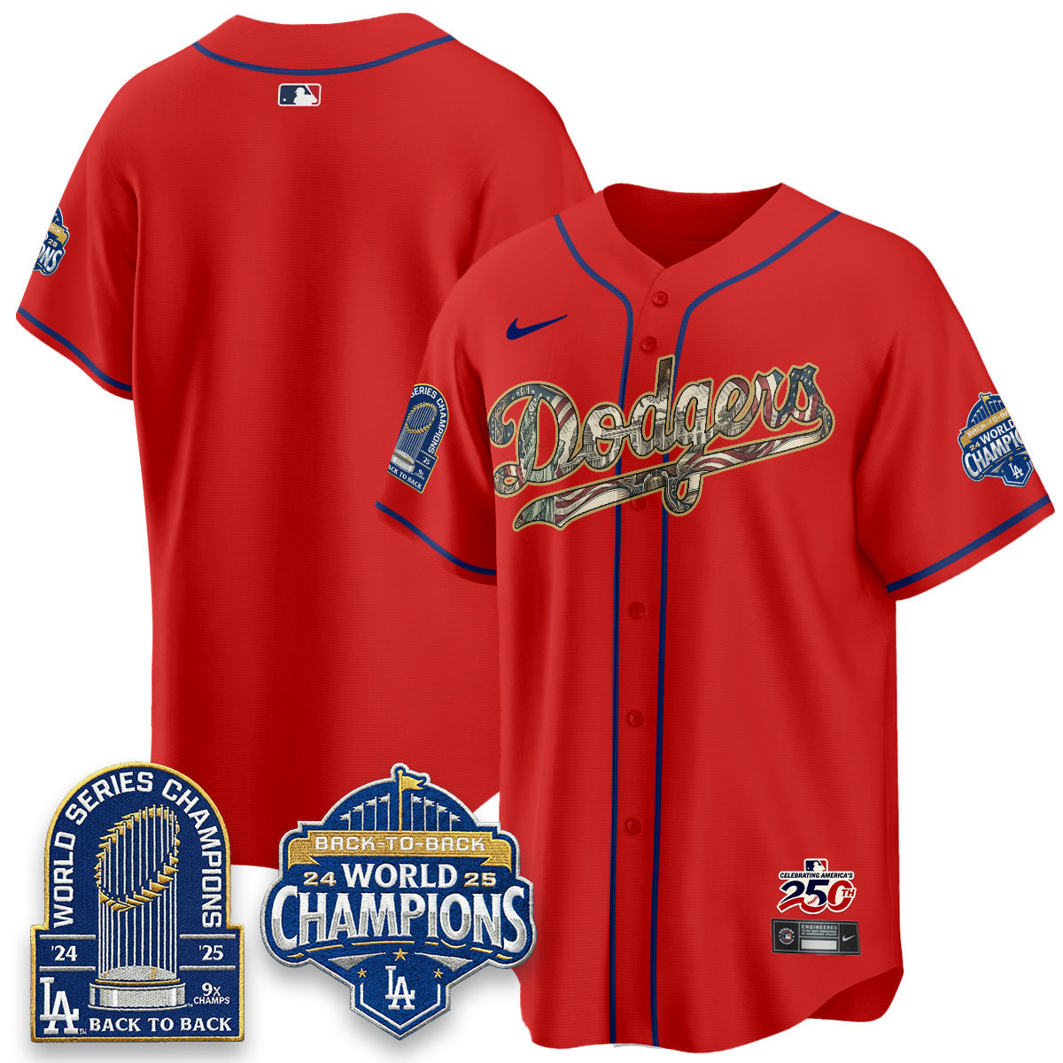 Los Angeles Dodgers 2026 Independence Day USA Vapor Limited Jersey - Stitched-Cuztomshoes