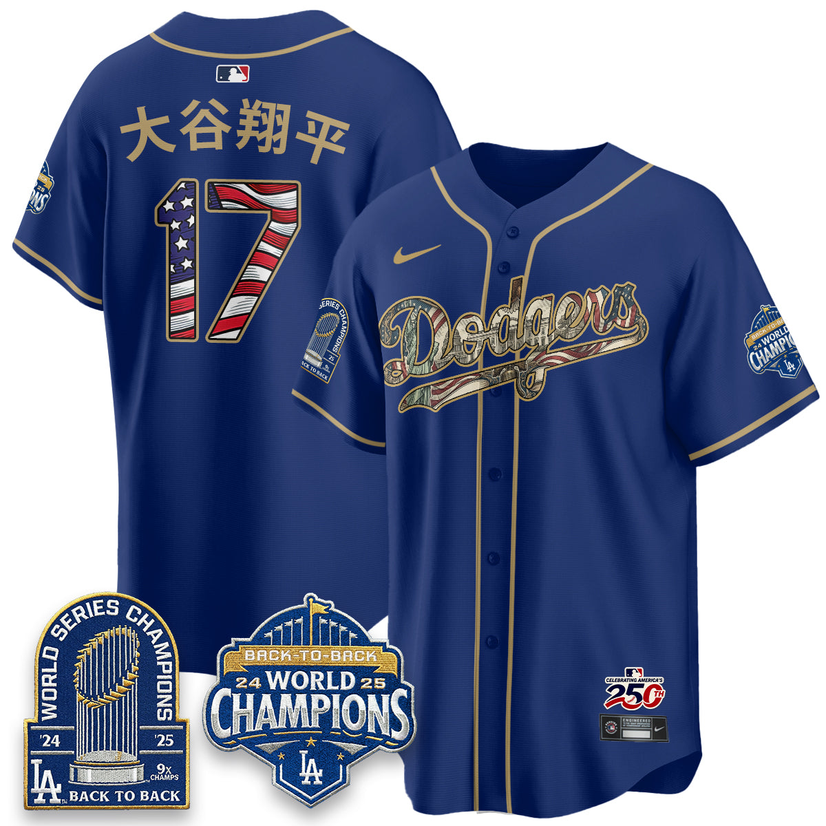 Los Angeles Dodgers 2026 Independence Day USA Vapor Limited Jersey - Stitched-Cuztomshoes