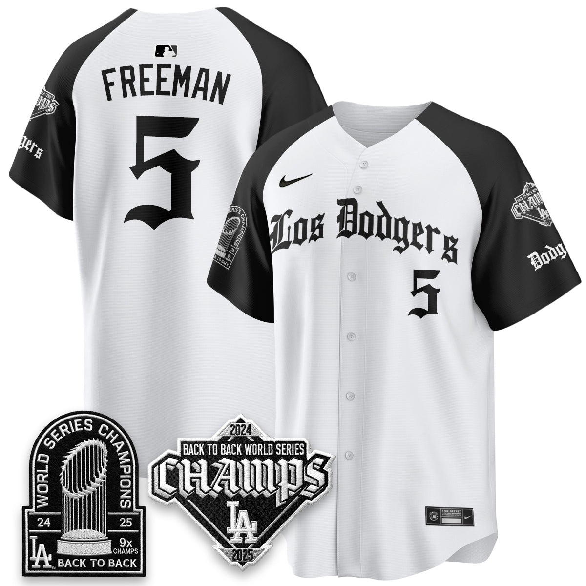 Los Angeles Dodgers World Series Champions B2B Patch Vapor Premier Limited Gothic Edition Jersey - Stitched-Cuztomshoes